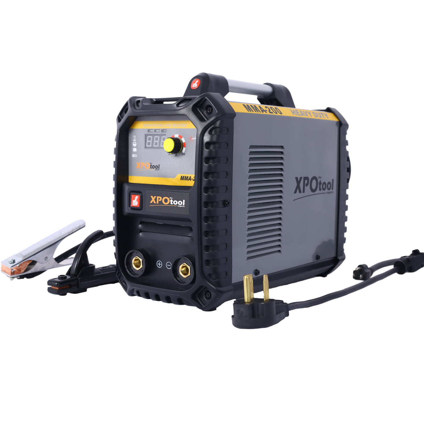 110/220V MMA Welder, 200A Stick ARC Welding Machine IGBT Inverter Digital Display LCD Hot Start Welder with Electrode Holder, Work Clamp, Input Power Adapter Cable Dual Voltage DC--1