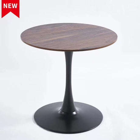 31.5"BLACK AND WALNUT Tulip Table Mid-century Dining Table for 2-4 people With Round Mdf Table Top, Pedestal Dining Table, End Table Leisure Coffee Table--1