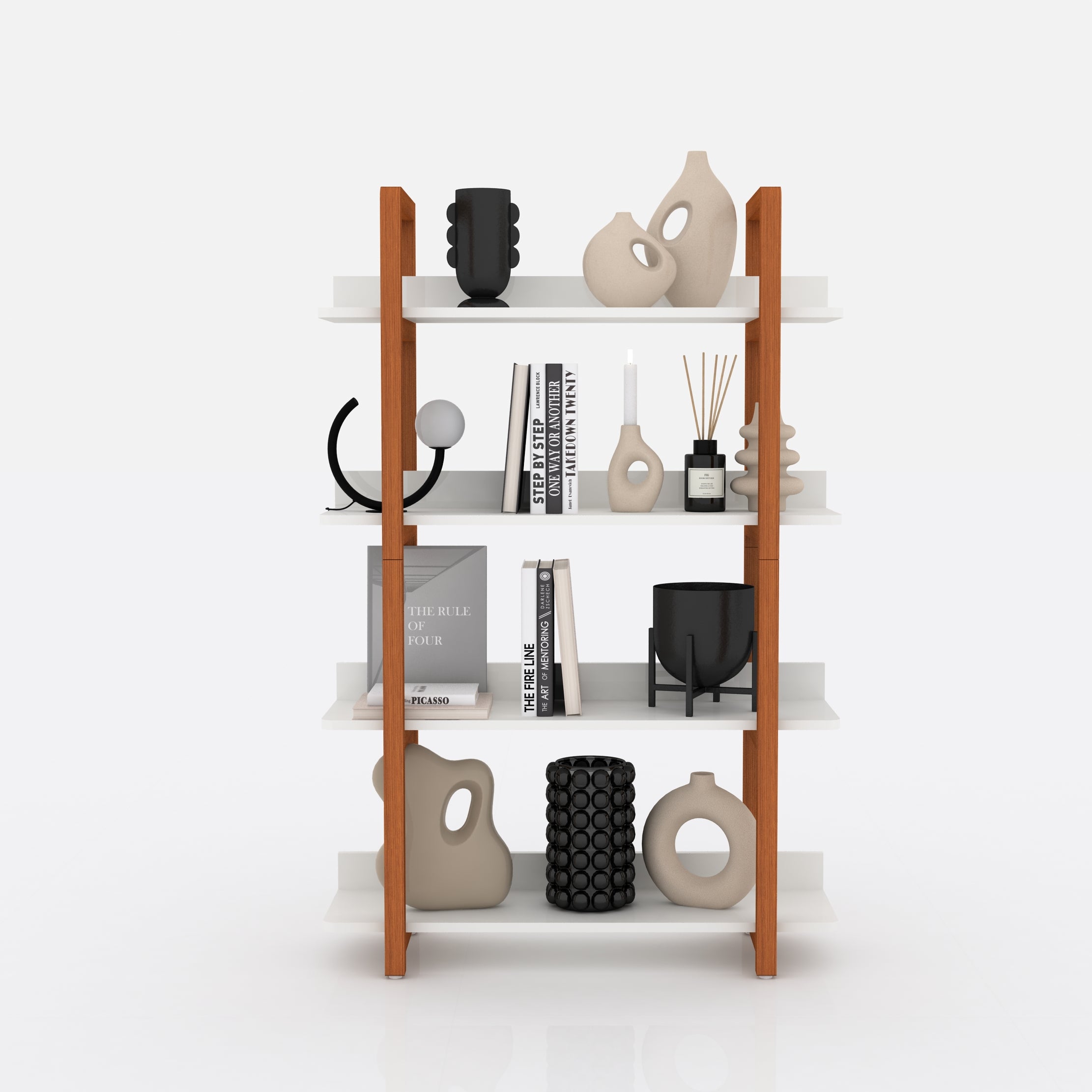 Solid wood bookshelf,The four layer multifunctional open shelf can also be used as a bookshelf or plant rackbookshelf or plant rack--1