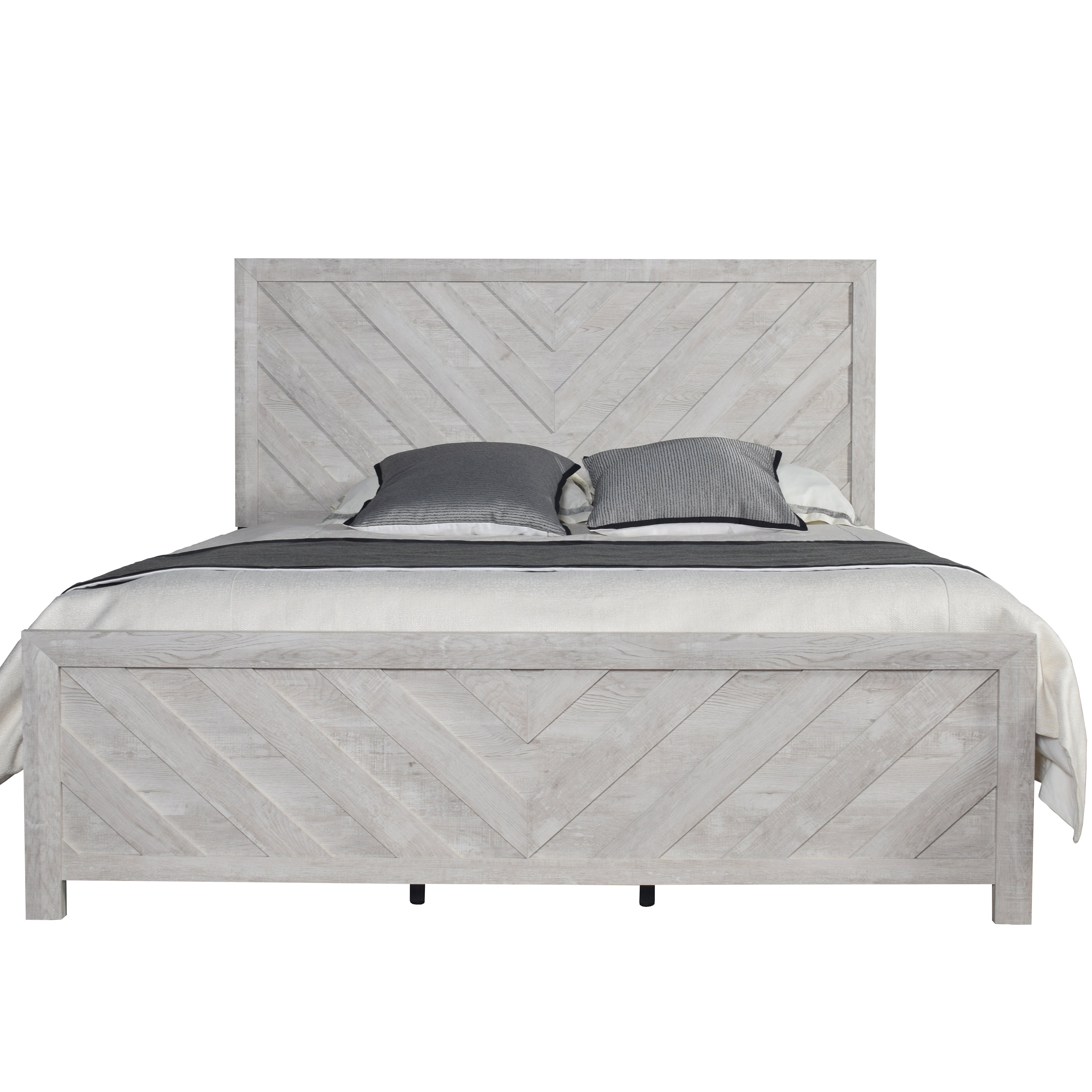 Denver Modern Style King Bed Made with Wood in Gray--1