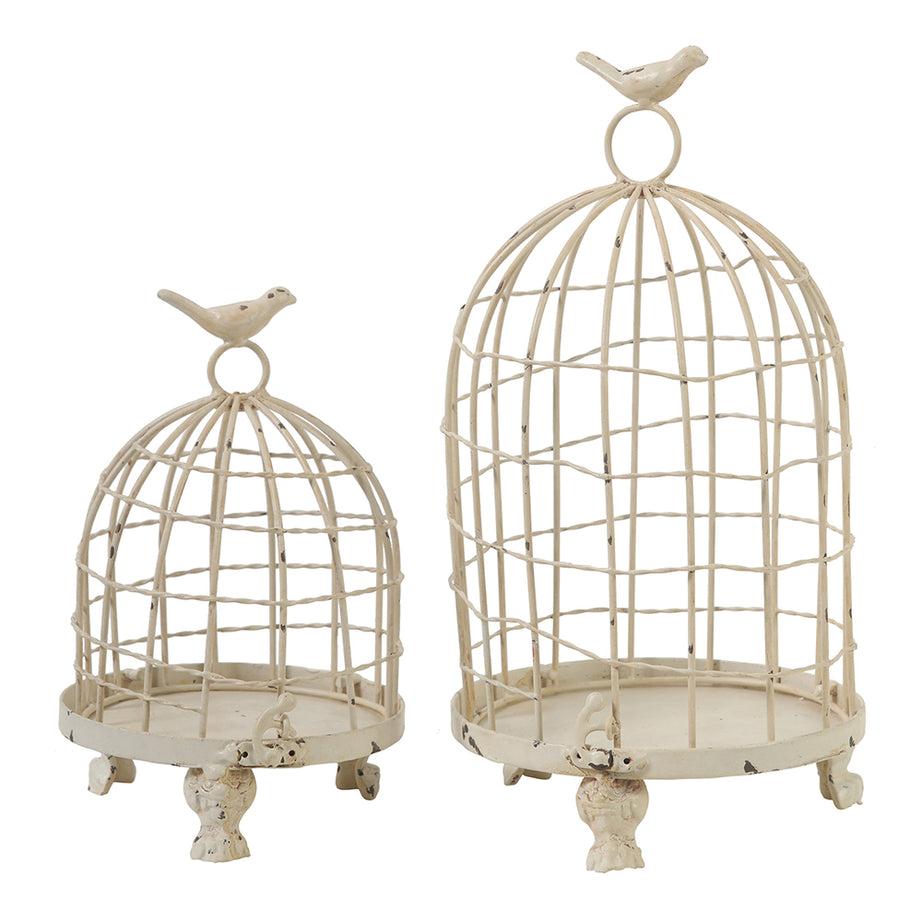 S/2 Stella Decorative Birdcages With Bird Finial--1