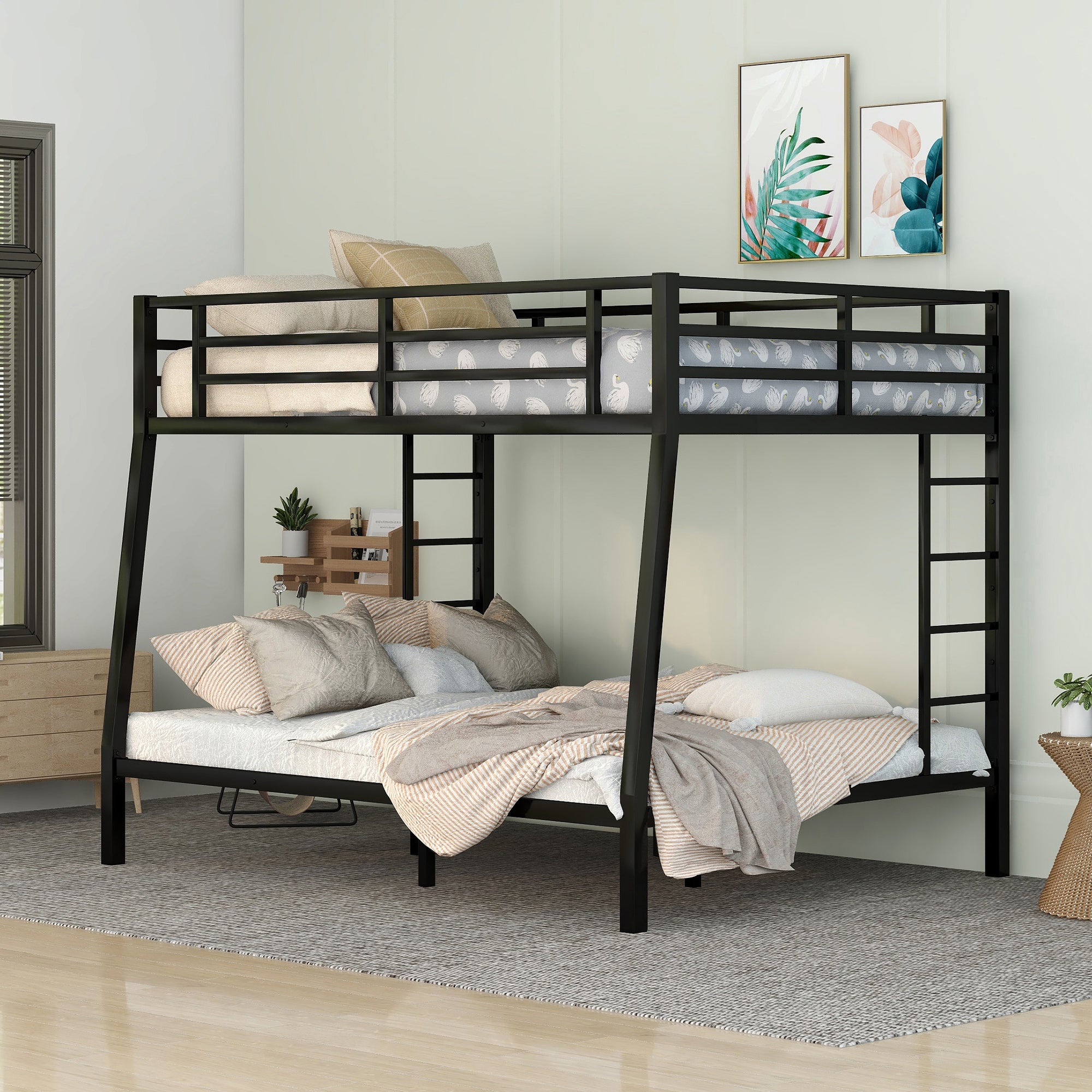 Metal Full XL over Queen Bunk Bed for Teens and Adults,Space-Saving/Noise Reduced/No Box Spring Needed, Old SKU W1307S00015(Expect arrive date 2024/3/24)--1