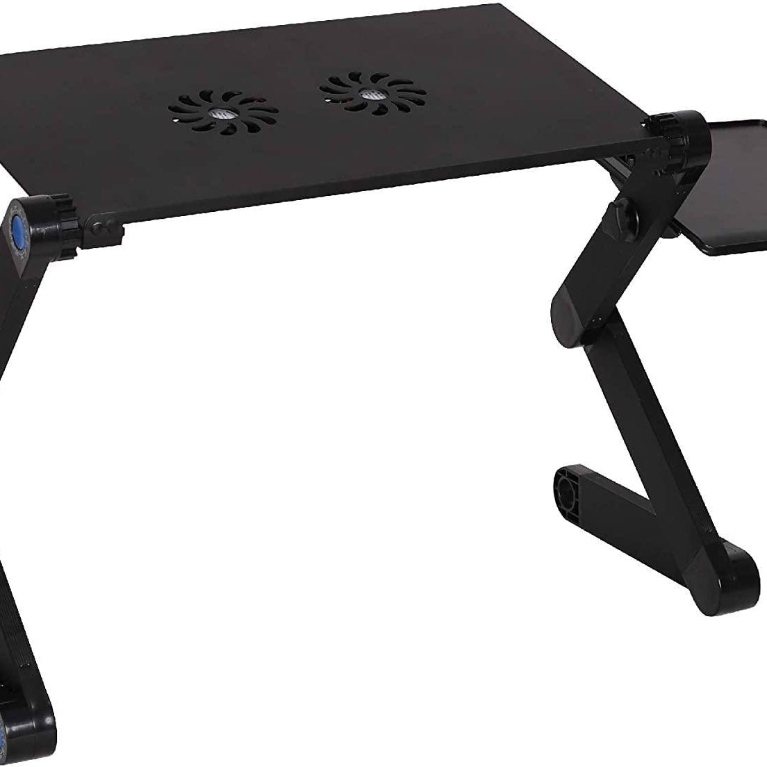 Foldable Aluminum Laptop Desk Adjustable Portable Table Stand with 2 CPU Cooling Fans and Mouse Pad--1