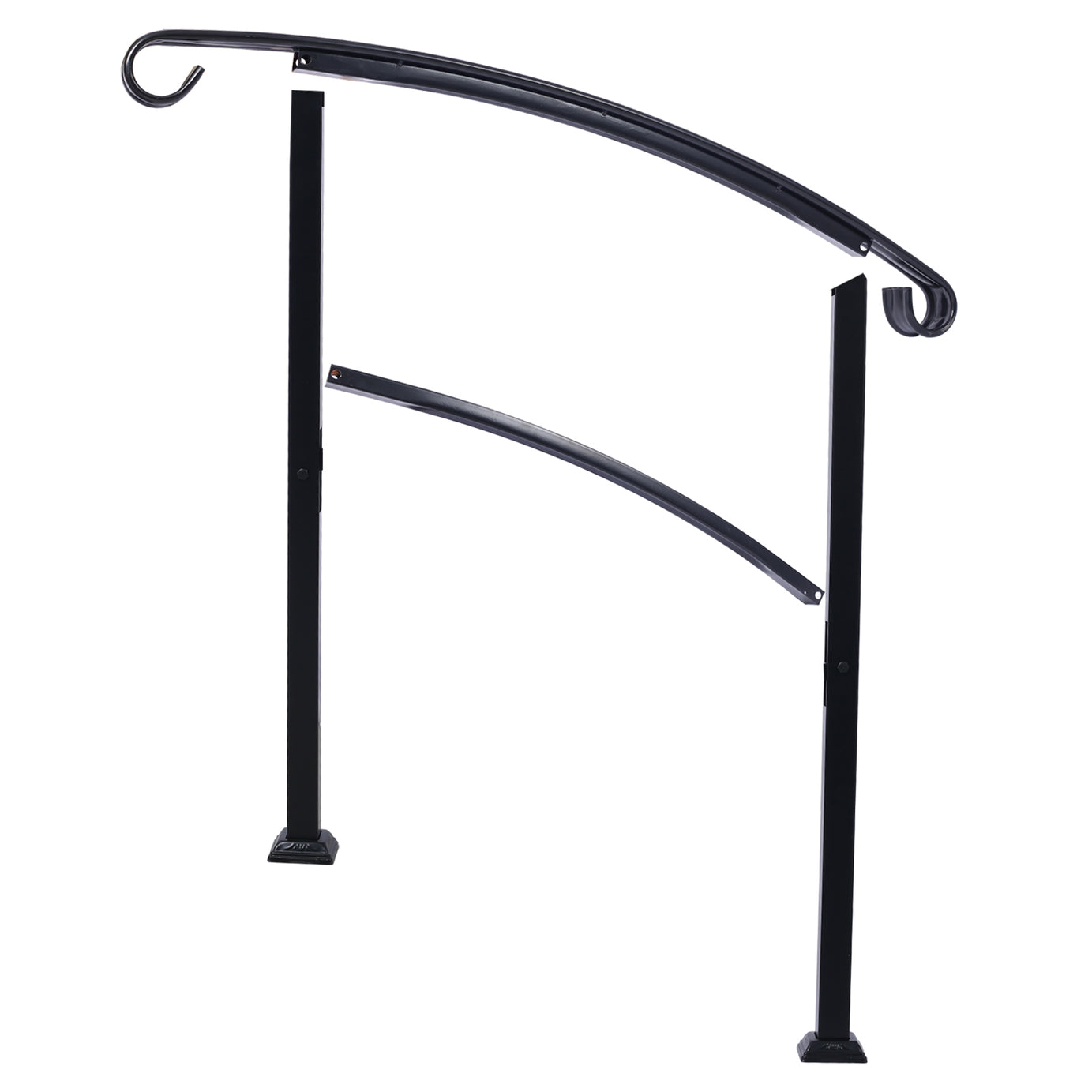 Handrails for Outdoor Steps, Fit 1 or 3 Steps Outdoor Stair Railing, White Wrought Iron Handrail, Flexible Front Porch Hand Rail, Transitional Handrails for Concrete Steps or Wooden Stairs--1