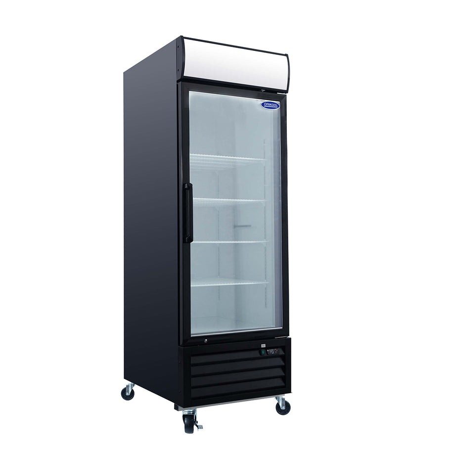 ORIKOOL Glass Door Merchandiser Freezer 19.3 Cu.ft Swing Door Commercial Reach-In Display Freezers with LED Top Panel Upright Freeze Storage--1