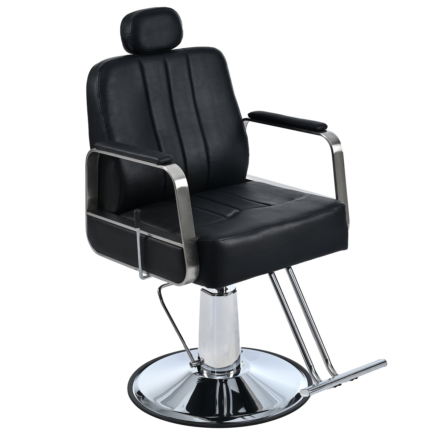 Premium Reclining barber Chair Salon Chair for Hair Stylist with Heavy Duty Hydraulic Pump, 360° Rotation, Tattoo Chair  Shampoo Beauty Salon Equipment,  Max Load Weight 400 Lbs, Black--1