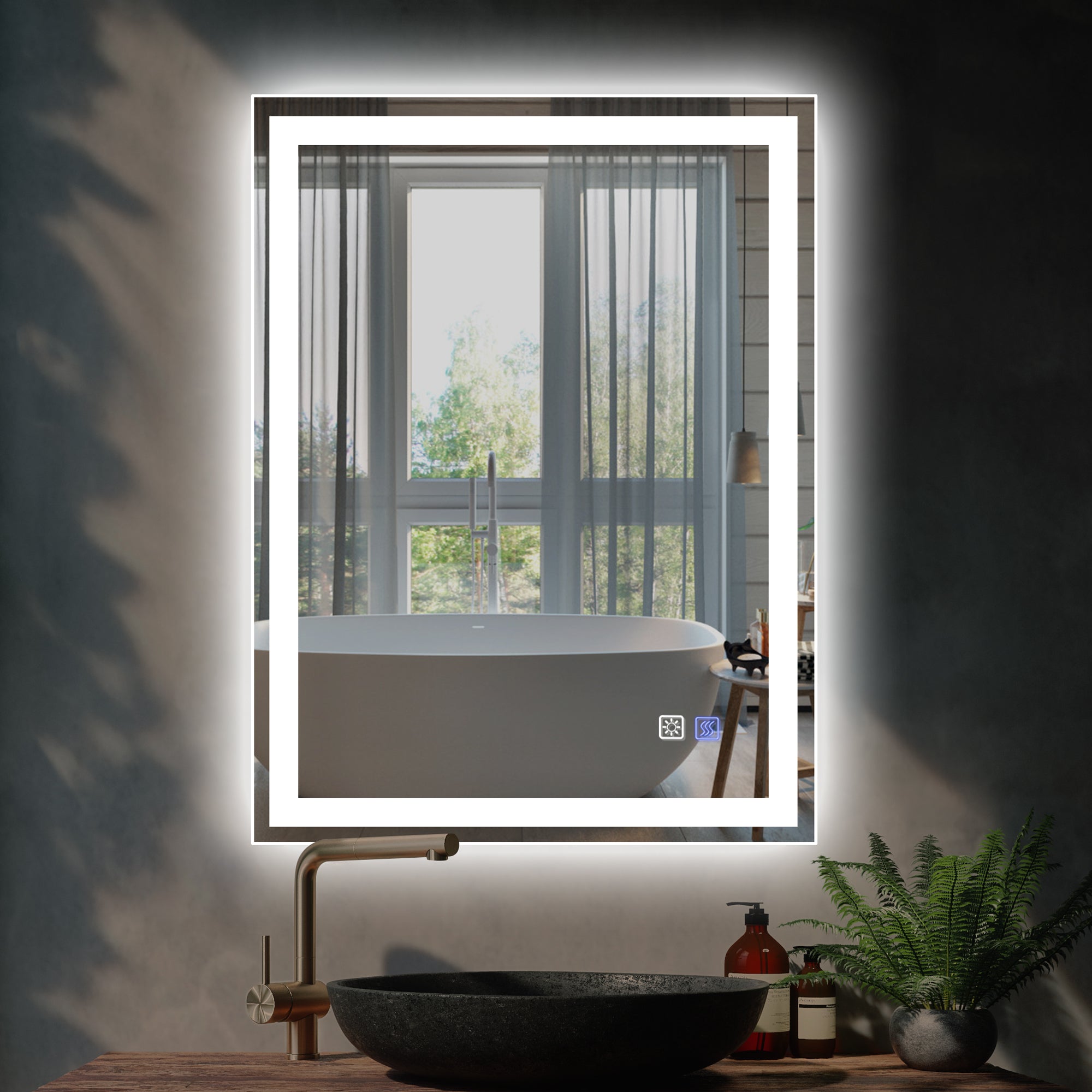 LED Bathroom Vanity Mirror with Light,24*32 inch, Anti Fog, Dimmable,Color Temper 5000K,Backlit + Front Lit,Both Vertical and Horizontal Wall Mounted Vanity Mirror(24x32)--1