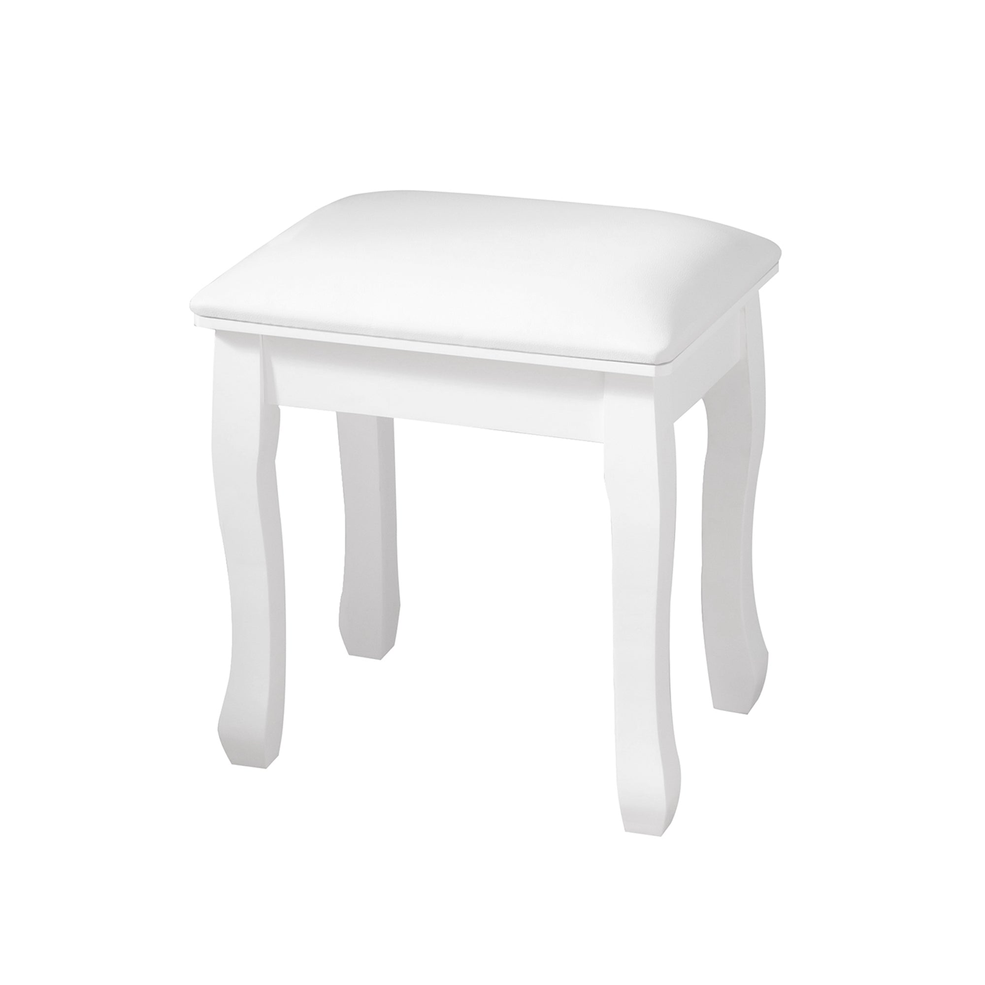 Solid wood square stool - white--1