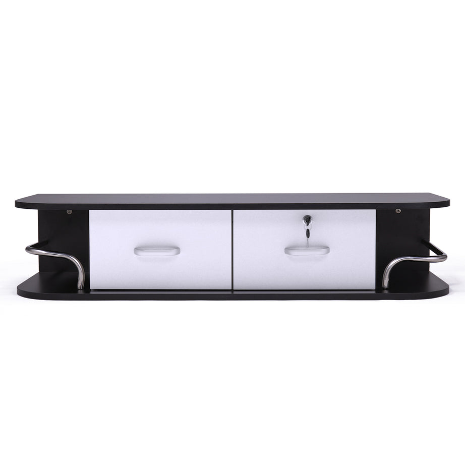 Wall Mounted Barber Station, Beauty Table with Locking Drawer, Beauty Spa Salon Styling Equipment, Black and White--1