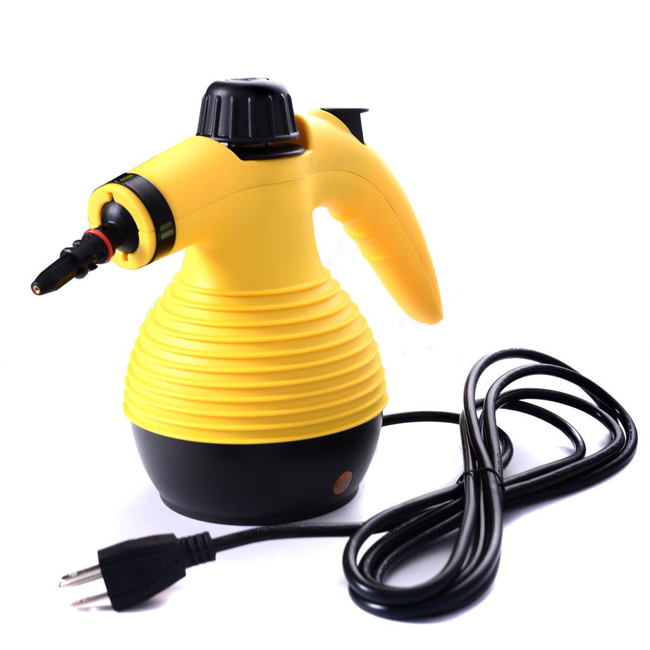 Handheld Pressurized Steam Cleaner with 9-Piece Accessory Set, Multifunctional Steam Cleaning for Car, Home, Bedroom, Chemical-Free, Yellow--1