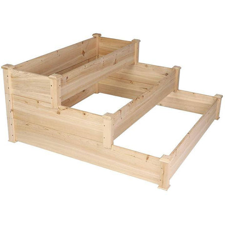 3 Tier Raised Garden Bed Kit Wooden Planter Box Heavy Duty Solid Fir Wood--1