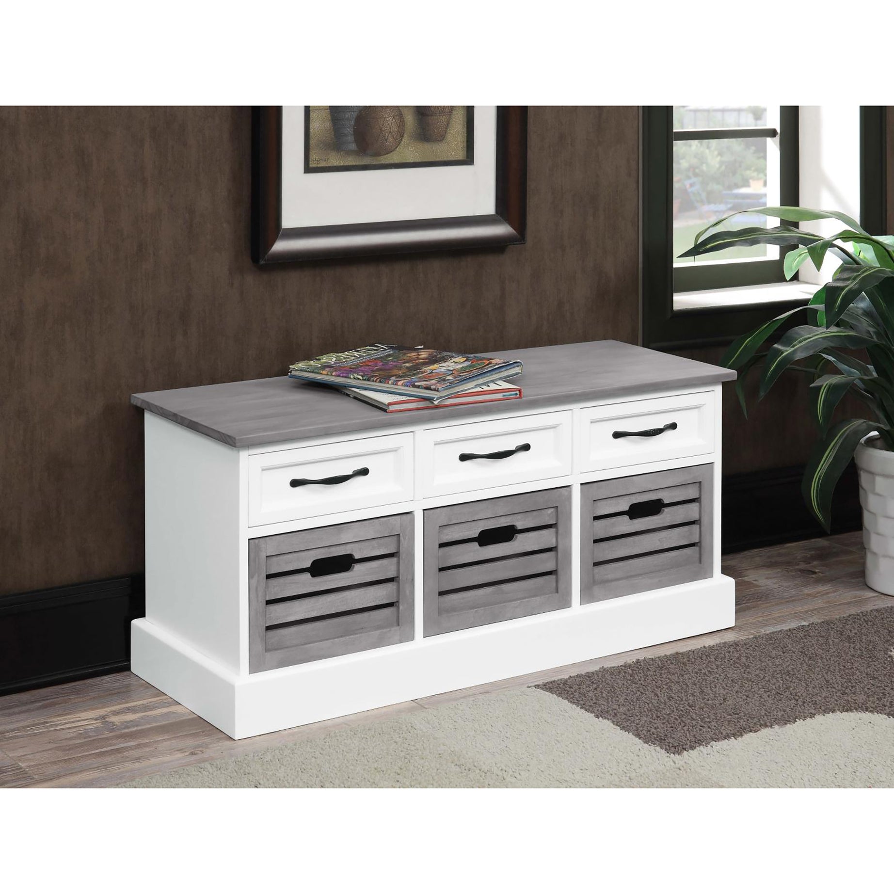 White and Weathered Grey 3-Drawer Storage--1