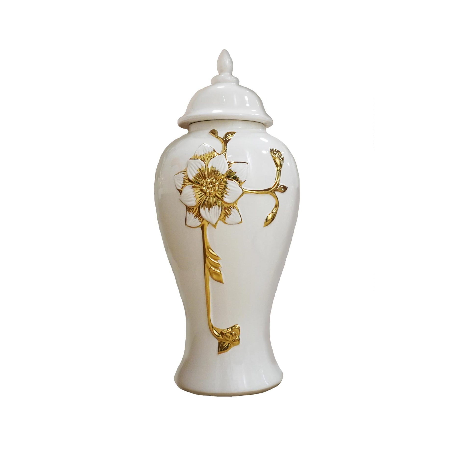 Ginger Jar with Steam Gold Flower--1