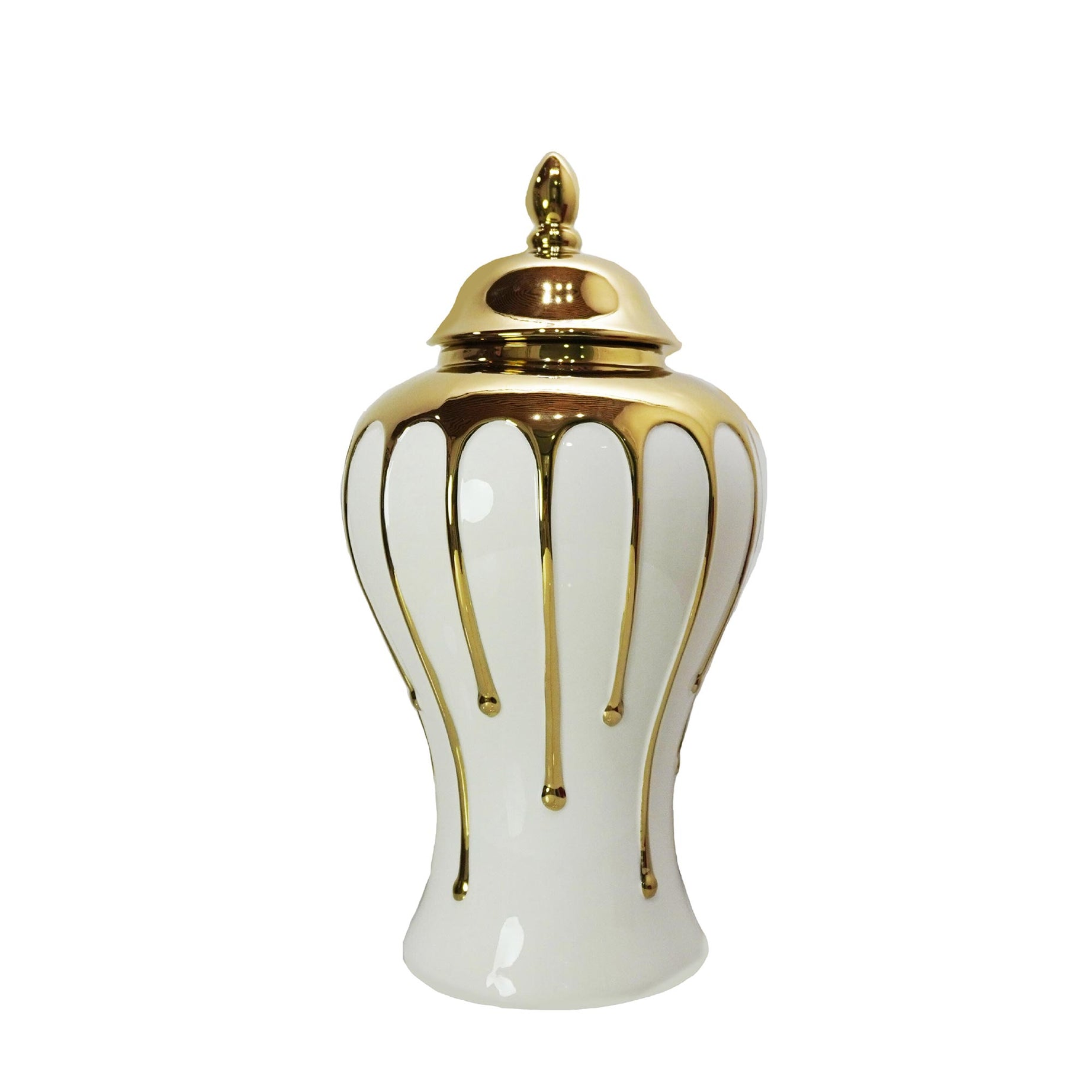 Exquisite White Gilded Ginger Jar with Removable Lid--1