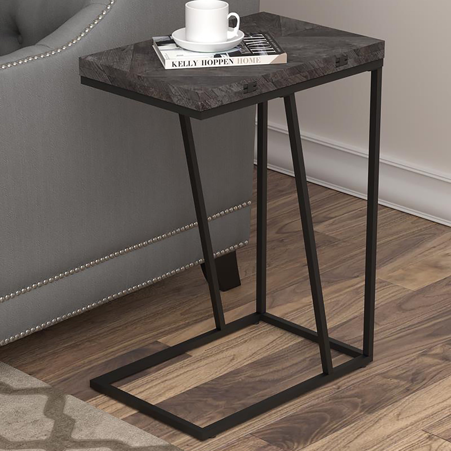 Rustic Grey and Sandy Black Rectangle Accent Table--1