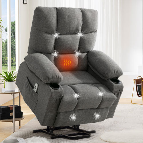 Power Lift Recliner Chair Recliners for Elderly with Heat and Massage Recliner Chair for Living Room with Infinite Position and Side Pocket,USB Charge Port.SMOKYGREY--1