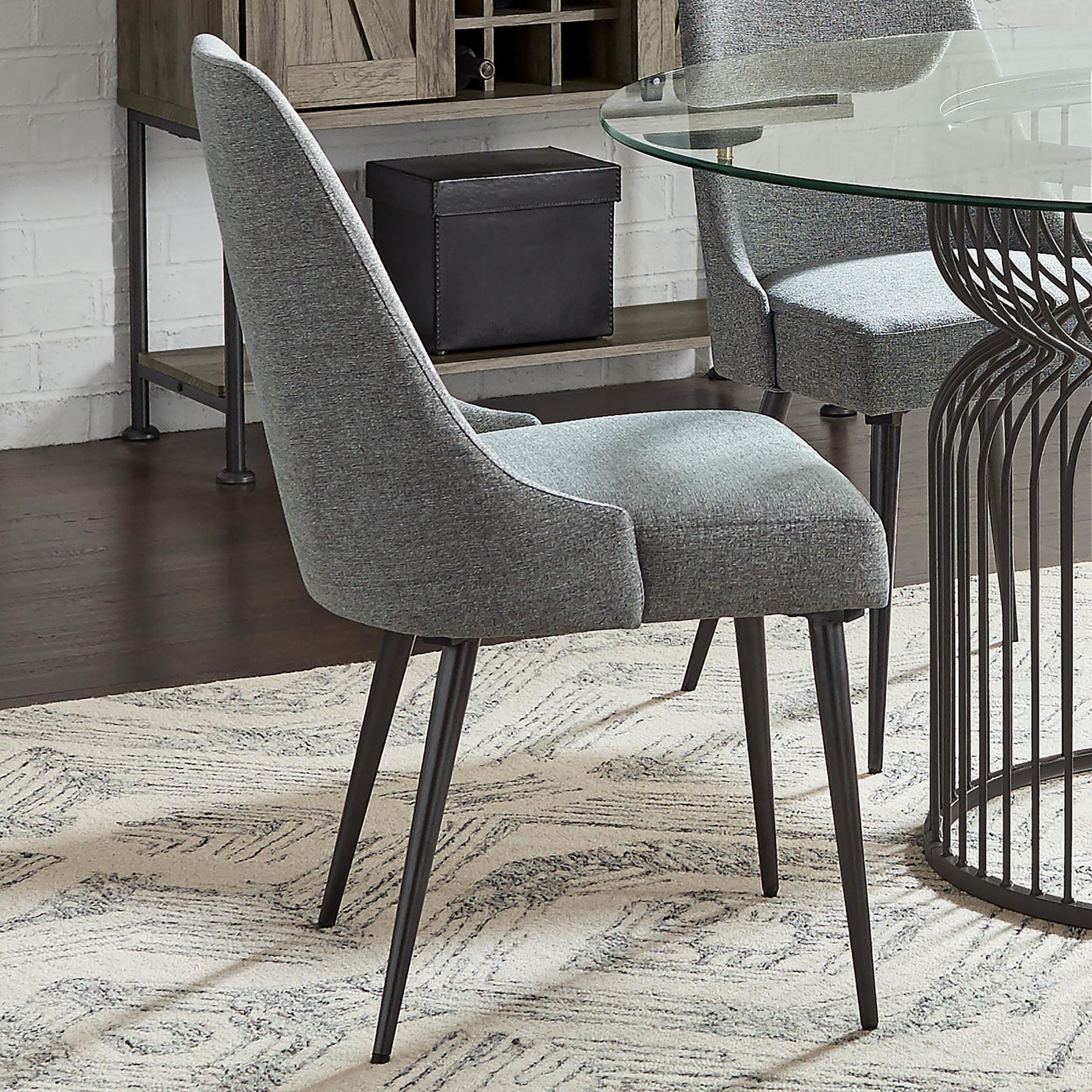 Grey and Gunmetal Side Chair (Set of 2)--1