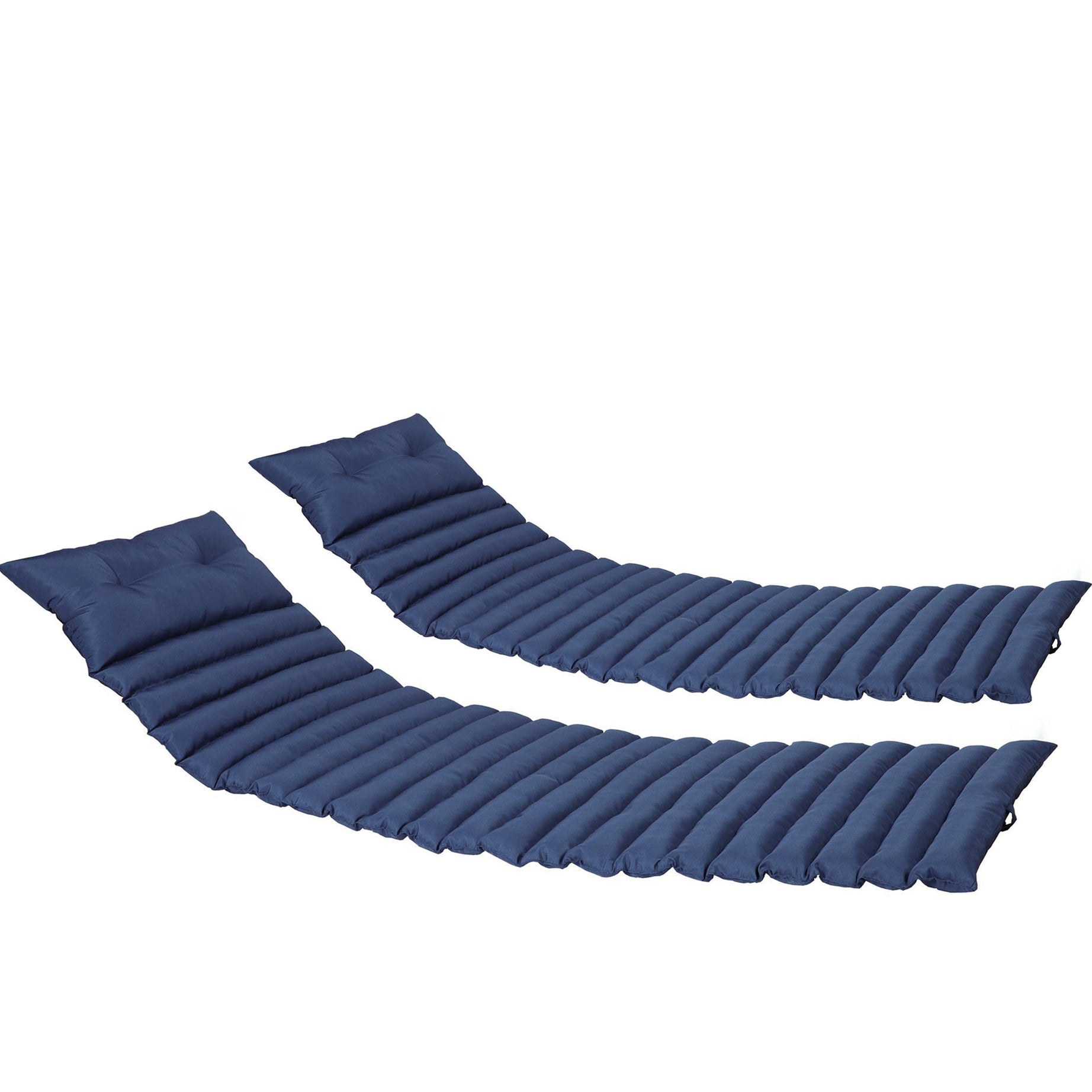 2PCS Set Outdoor Lounge Chair Cushion Replacement Patio Funiture Seat Cushion Chaise Lounge Cushion-NAVY BLUE--1