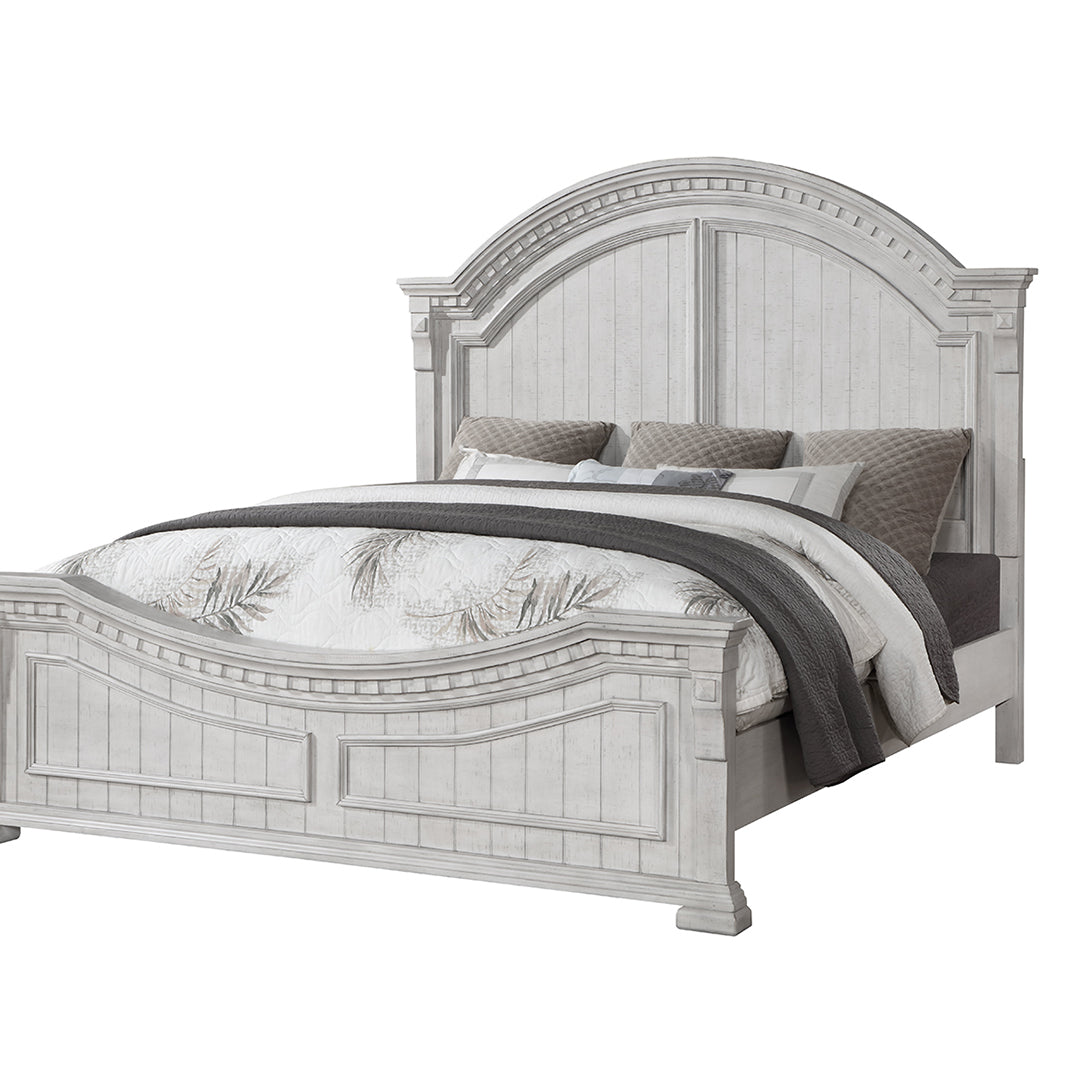 Faith Transitional Style King Bed Made with Wood in Antique white--2