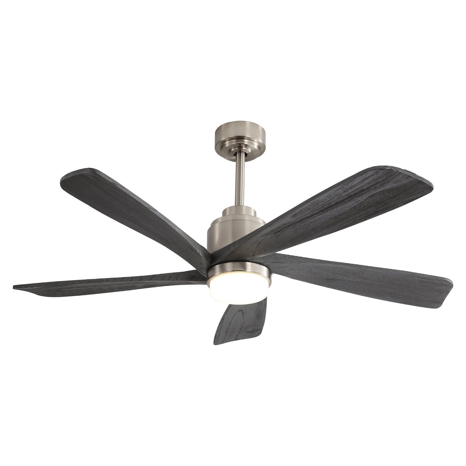 52 Inch Modern Ceiling Fan With Dimmable LED Light 5 Solid Wood Blades Remote Control Reversible DC Motor With Smart APP Control--1