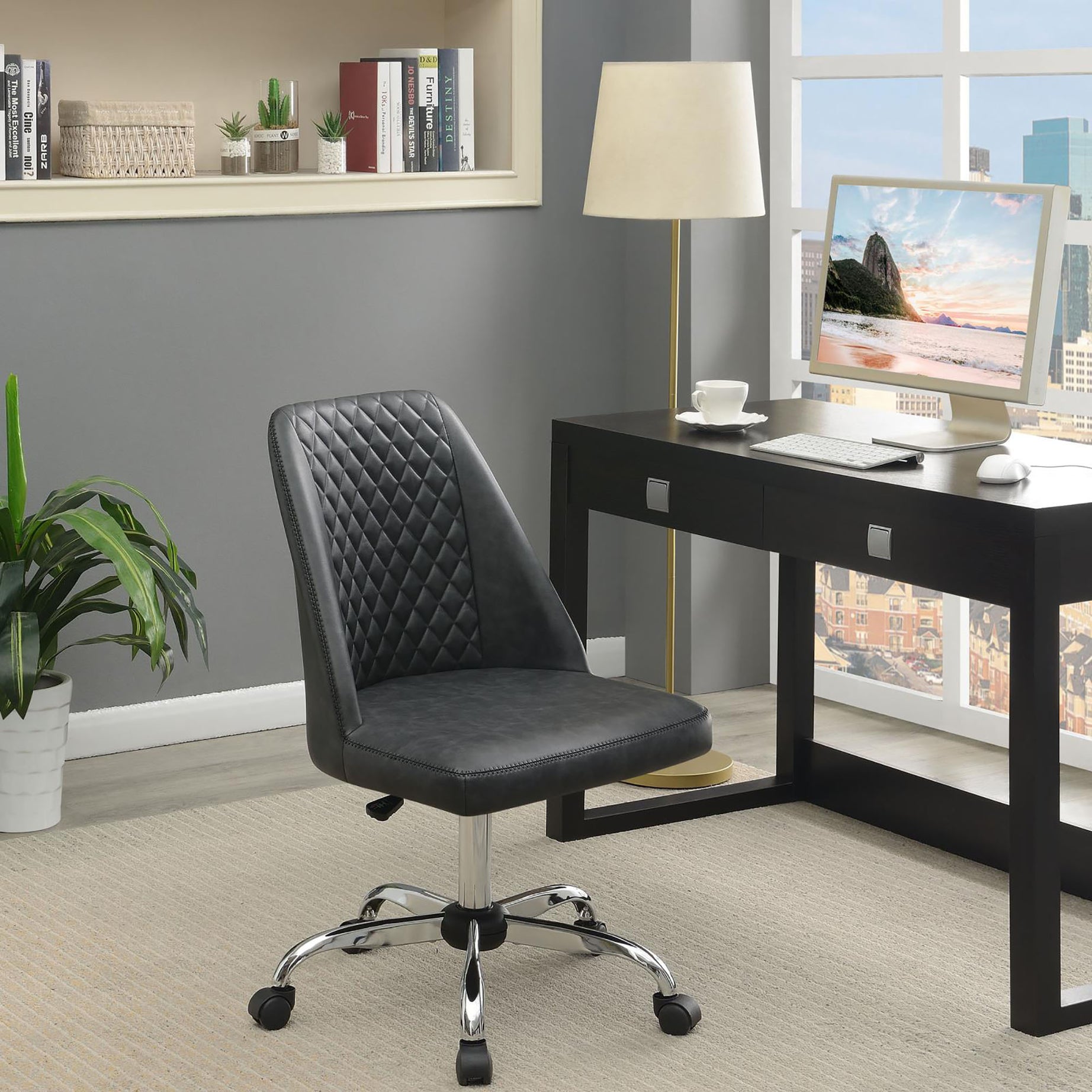 Grey and Chrome Adjustable Desk Chair--1