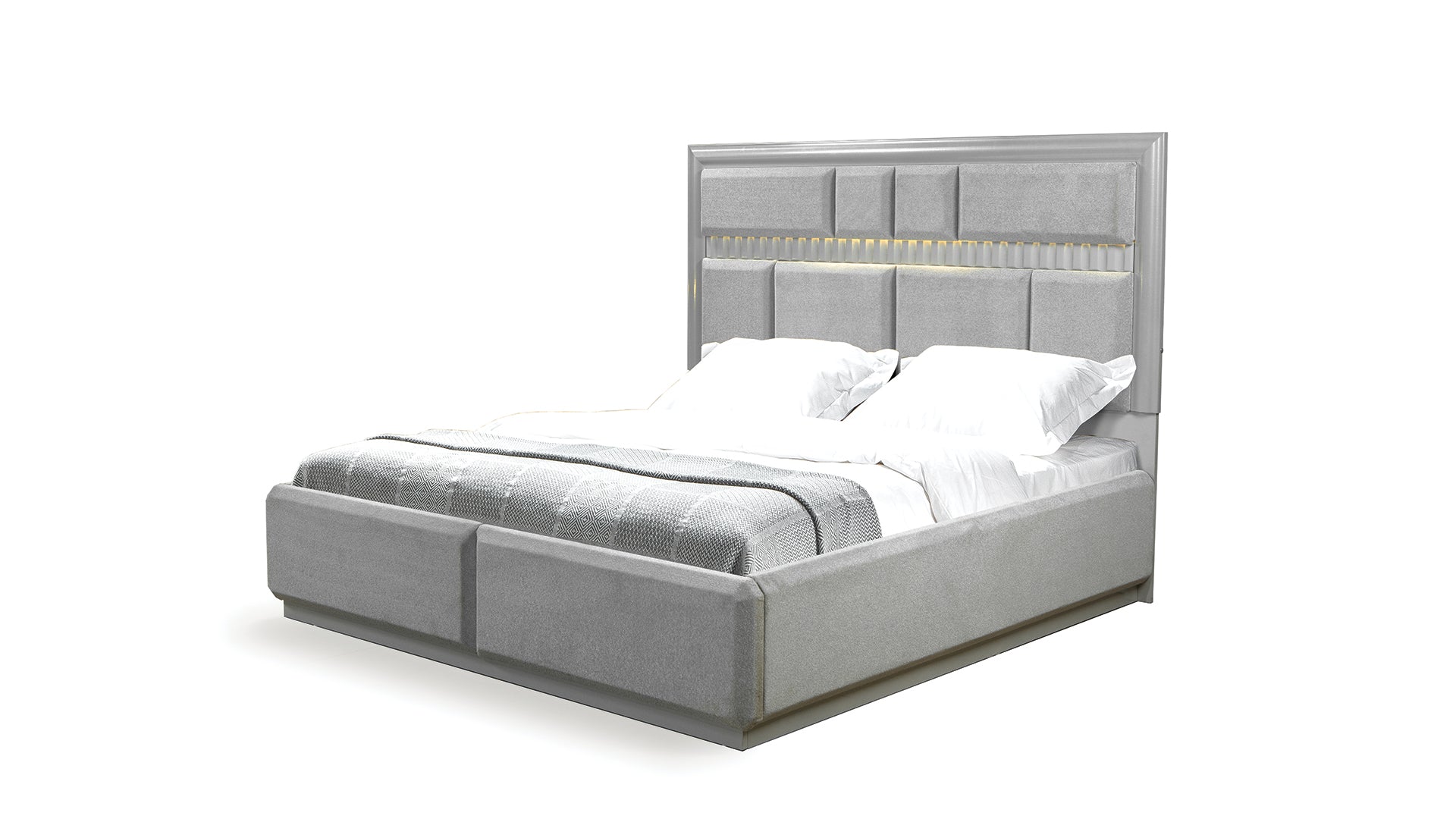 Da Vinci Modern Style King Bed Made with Wood in Gray--1