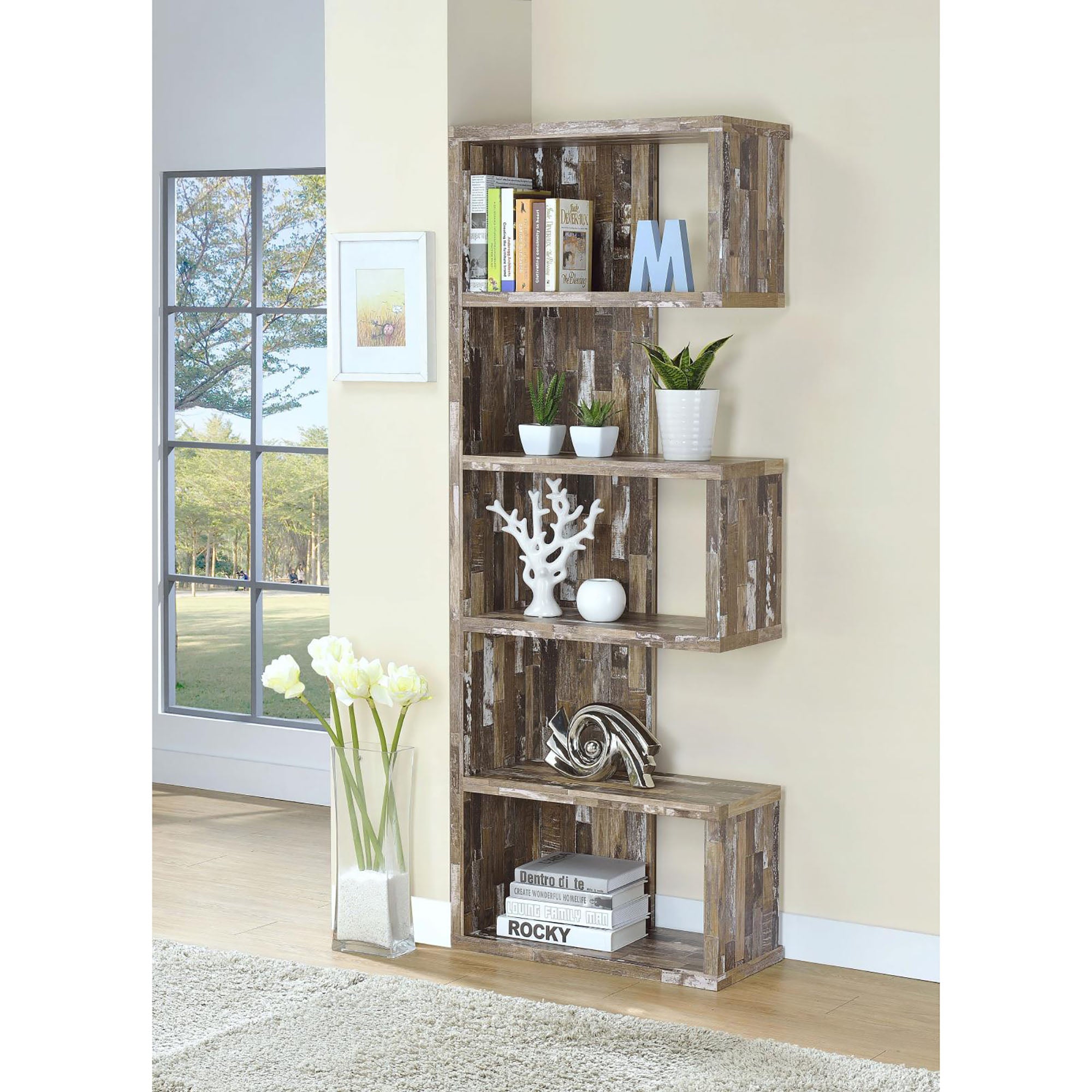 Leone Salvaged Cabin 5-Tier Bookcase--1