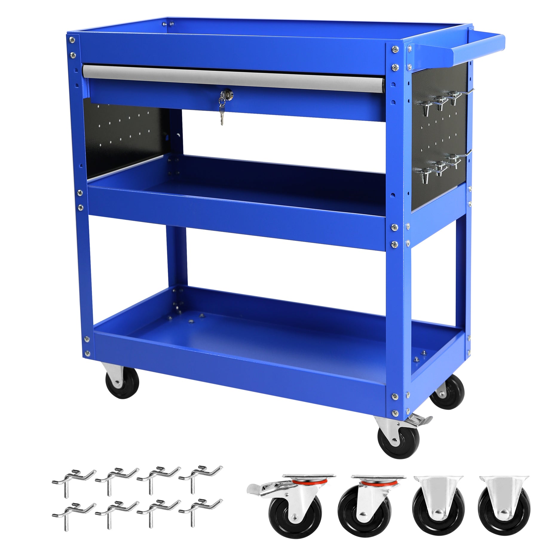 Rolling Tool Cart, Premium 1-Drawer Utility Cart, Heavy Duty Industrial Storage Organizer Mechanic Service Cart with Wheels and Locking System--1