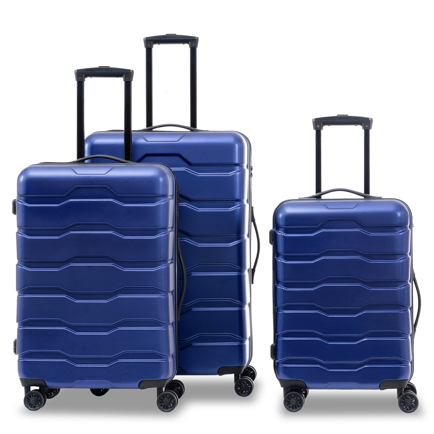 Luggage Sets ABS+PC Hardshell 3pcs Clearance Luggage Hardside Lightweight Durable Suitcase sets Spinner Wheels Suitcase with TSA Lock (20/24/28), BLUE--1