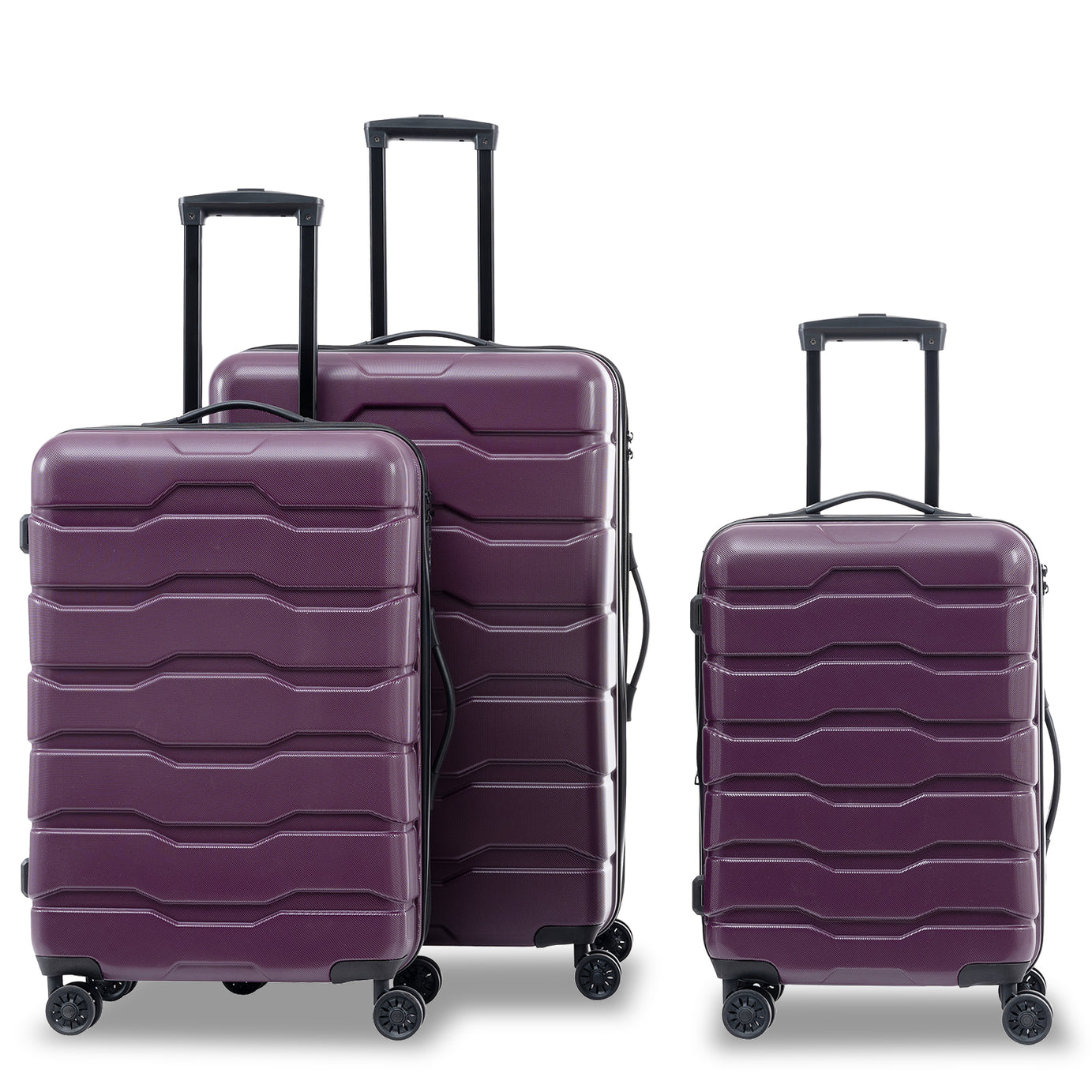 Luggage Sets New Model Expandable ABS+PC 3 Piece Sets with Spinner Wheels Lightweight TSA Lock (20/24/28),DEEP PURPLE--1