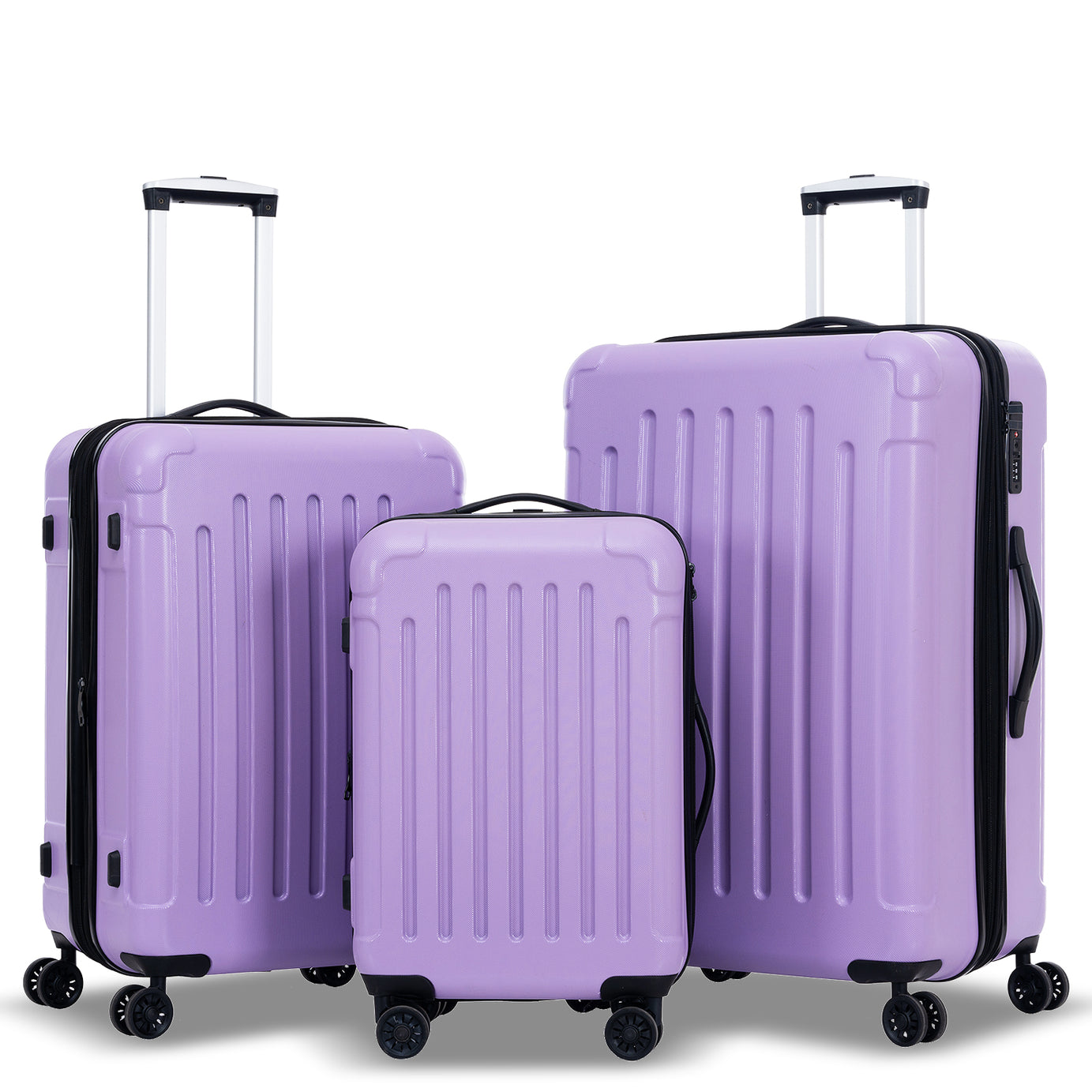 Luggage Sets New Model Expandable ABS+PC 3 Piece Sets with Spinner Wheels Lightweight TSA Lock (20/24/28), LIGHT PURPLE--1