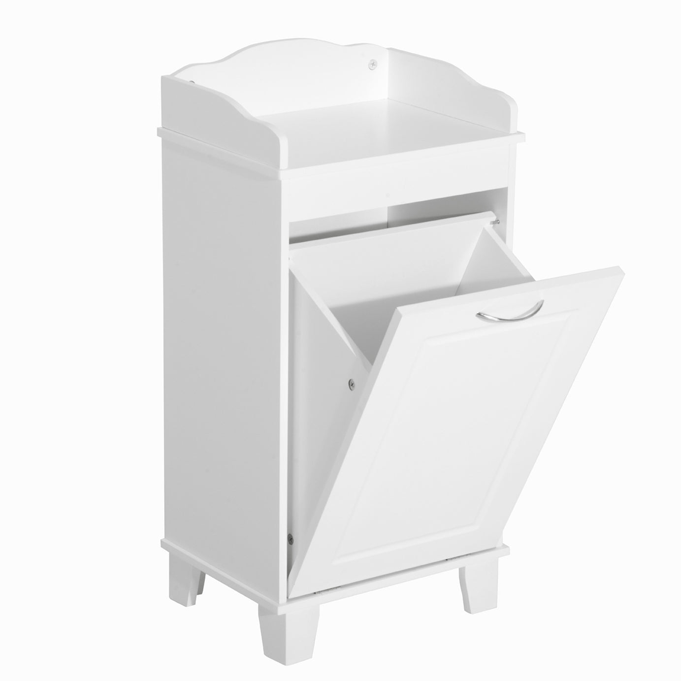 31" Tilt Out Laundry Hamper, Free Standing Home Organizer Hamper, Bathroom Storage Cabinet, White--1