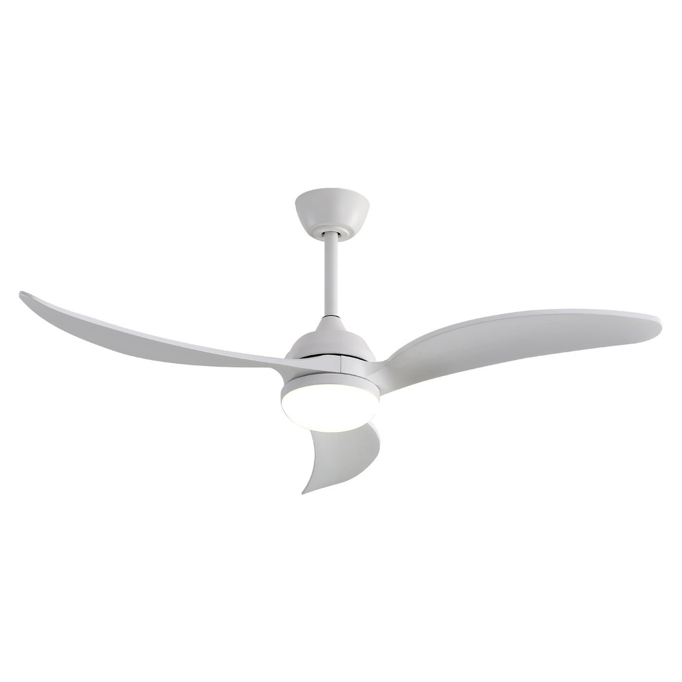 52 Inch Indoor Ceiling Fan With Dimmable Led Light 3 Solid Wood Blades Remote Control Reversible DC Motor White For Living Room--1