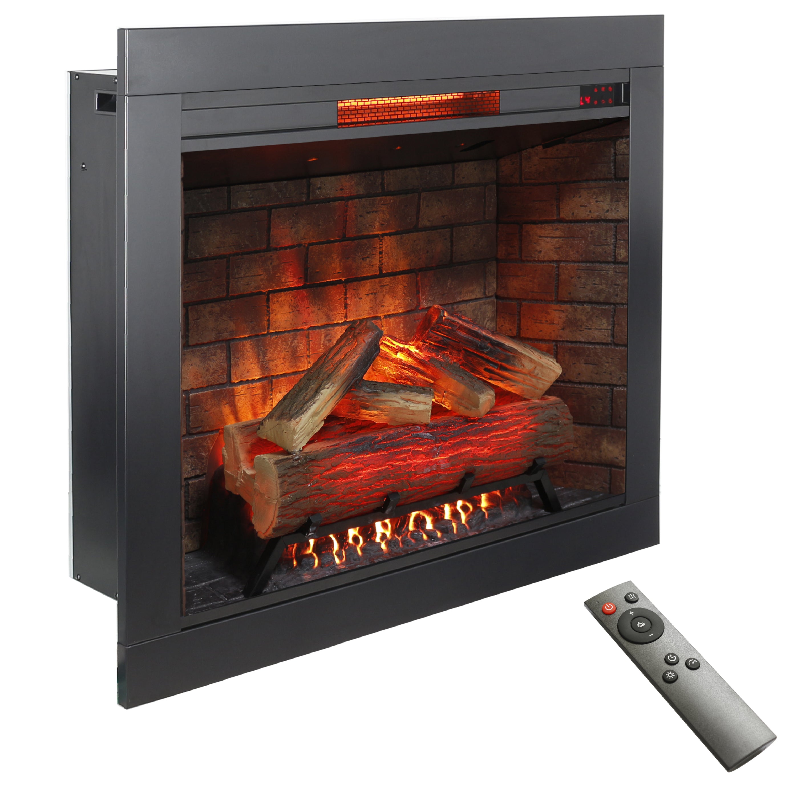 33 inch Infrared Electric Fireplace Insert, Touch Panel Home Decor Heater, Smokeless Firebox With Trim Kit--1