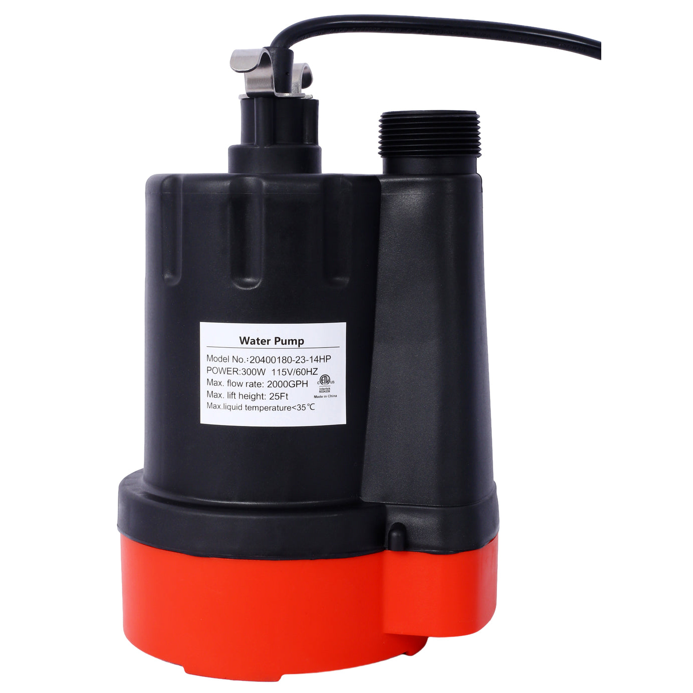 Submersible Water Pump, 1/4HP 2000GPH Thermoplastic Utility Pump Portable Electric Water Pump Sump Pump, With 10 Feet Power Cord.--1