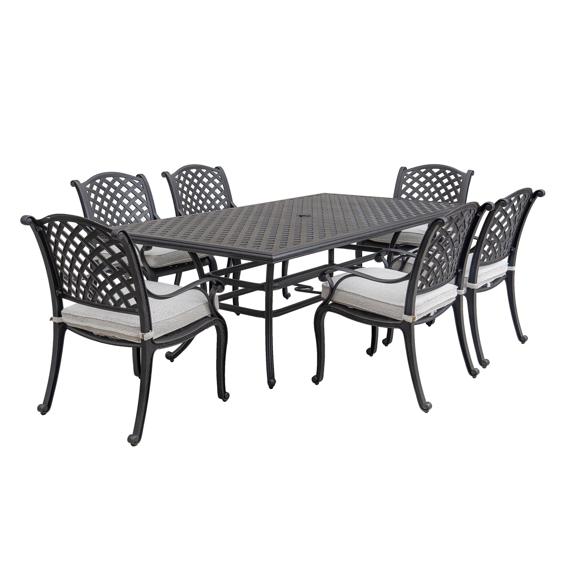 Stylish Outdoor 7-Piece Aluminum Dining Set with Cushion, Sandstorm--1