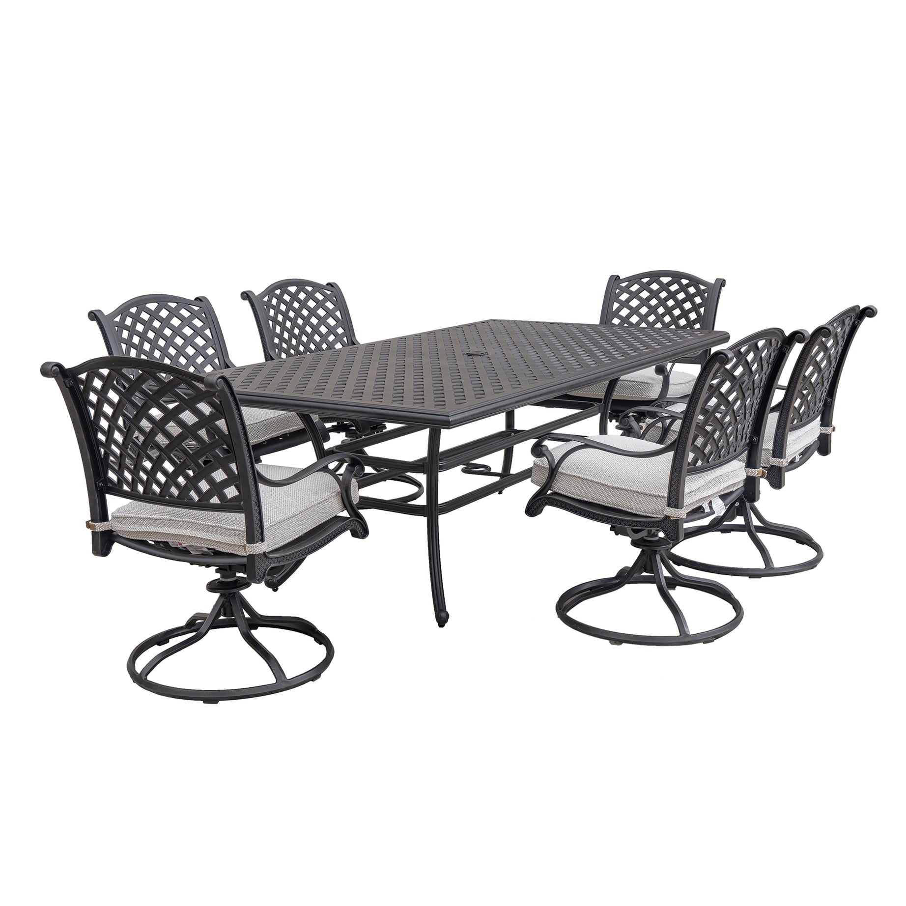 Stylish Outdoor 7-Piece Aluminum Dining Set with Cushion, Sandstorm--1