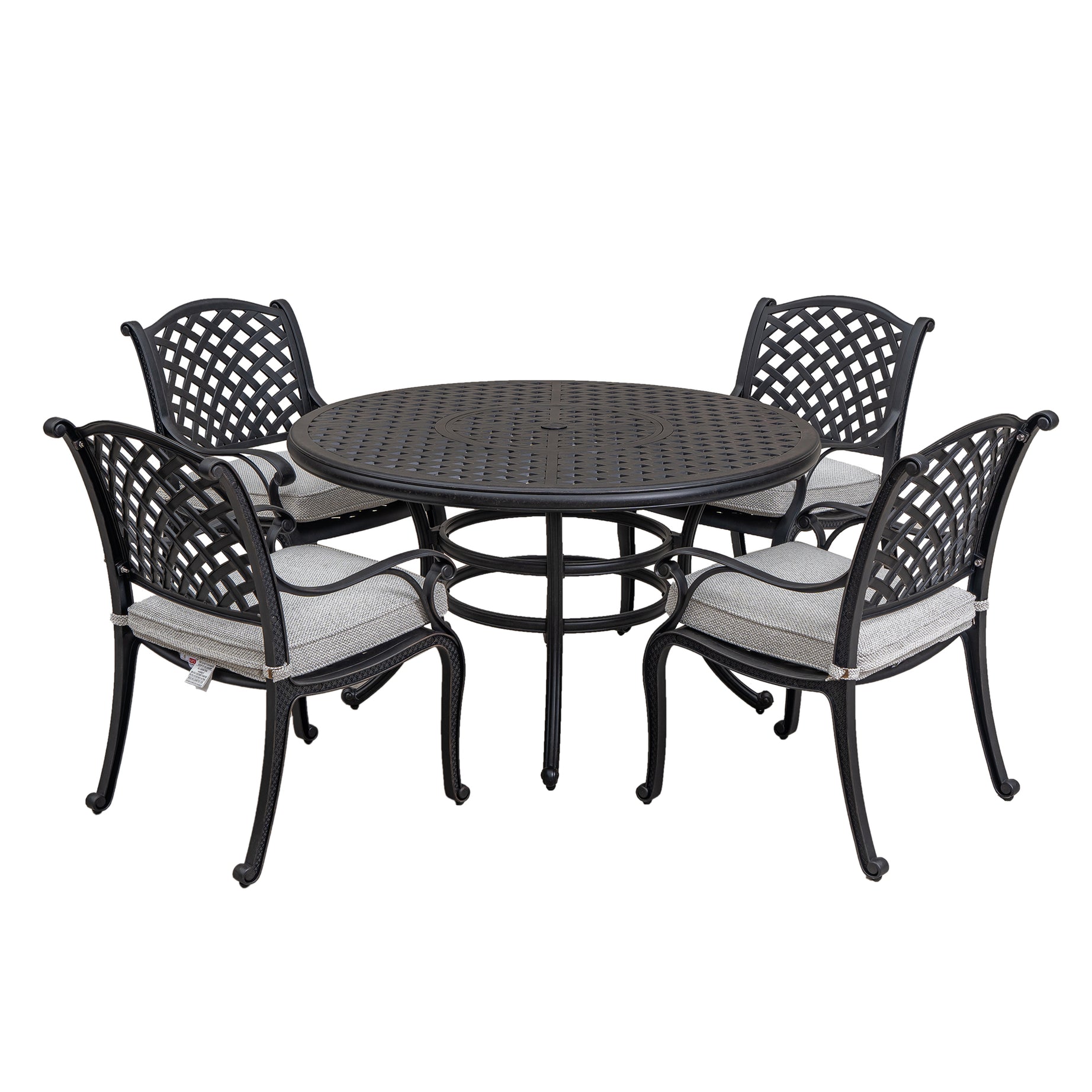 Stylish Outdoor 5-Piece Aluminum Dining Set with Cushion, Sandstorm--1