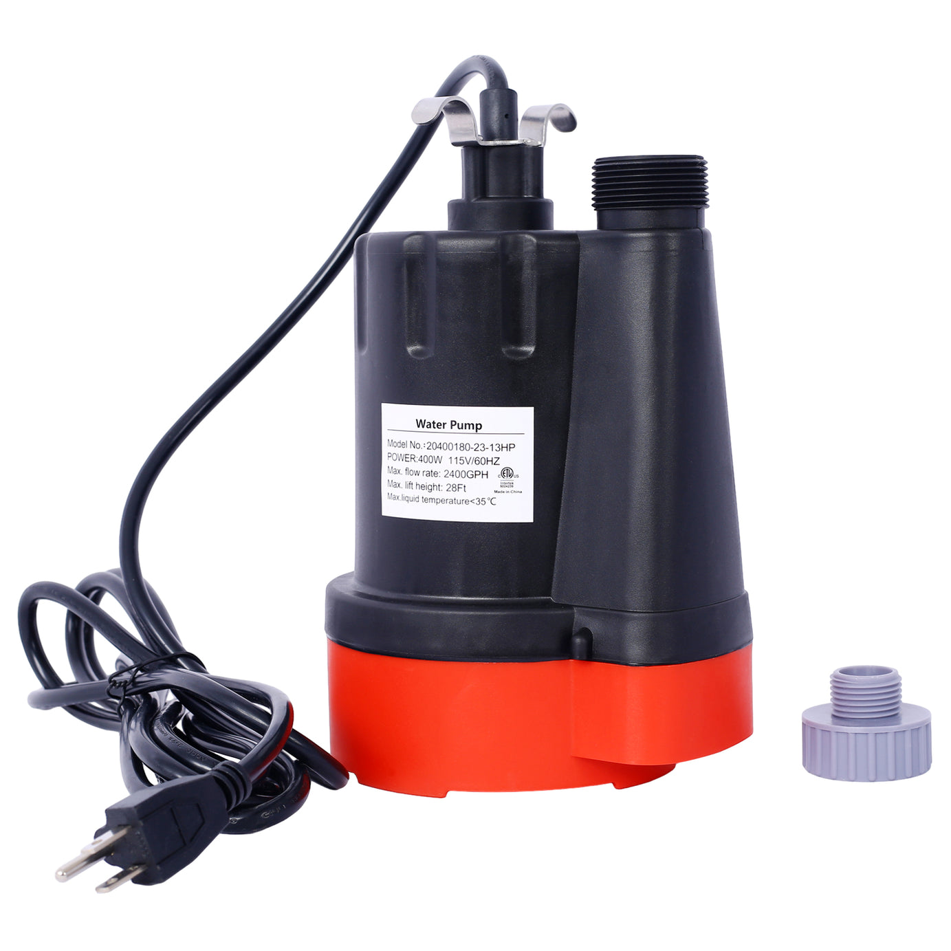 Submersible Water Pump, 1/3HP 2500GPH Thermoplastic Utility Pump Portable Electric Water Pump Sump Pump, With 10 Feet Power Cord.--1