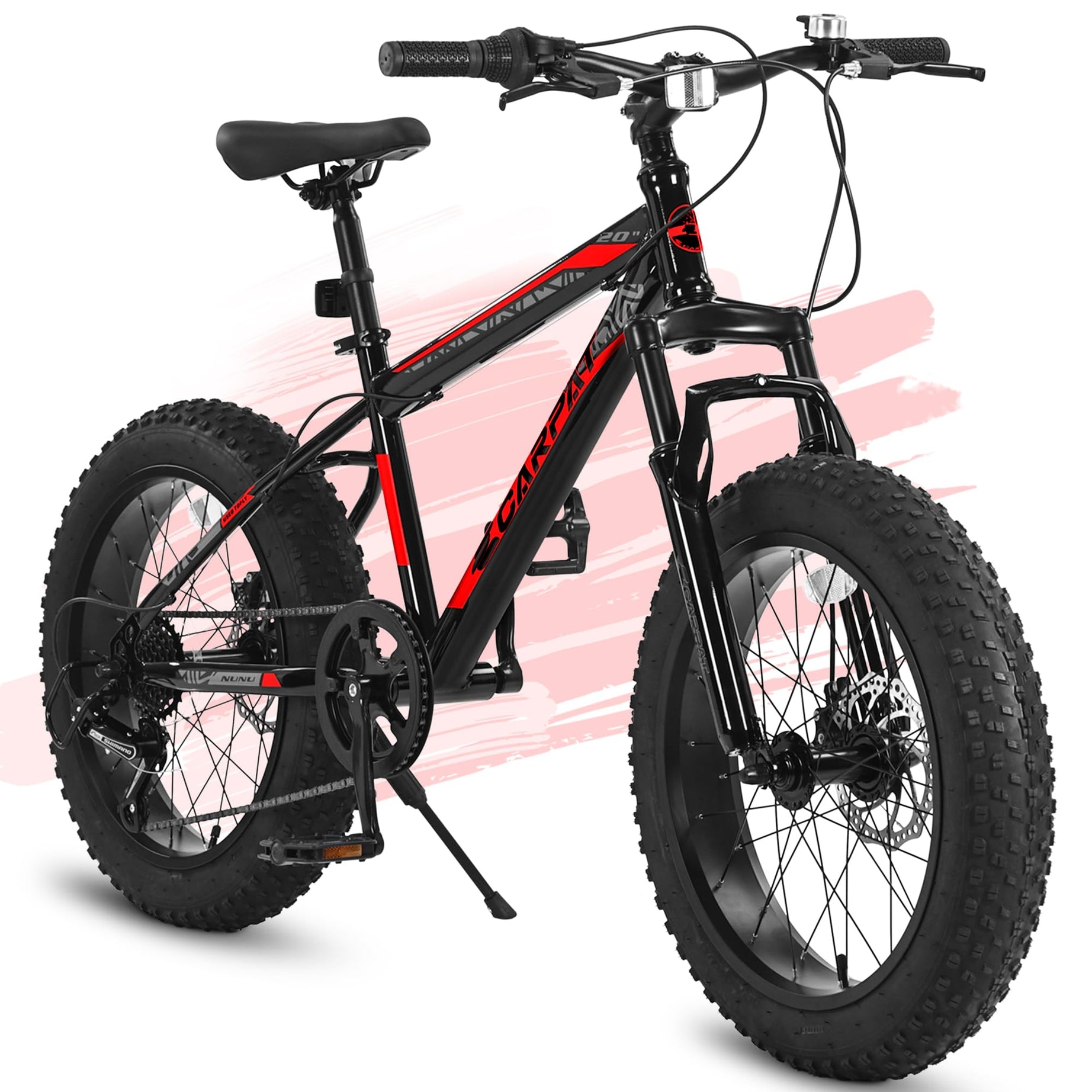 Ecarpat Kids Bike 20 Inch Wheels, 4" Wide Fat Tire Snow Mountain Bike Ages 8-12 Year Old, Steel Frame, 7 Speed Teenager Children Kids' Bicycles--1