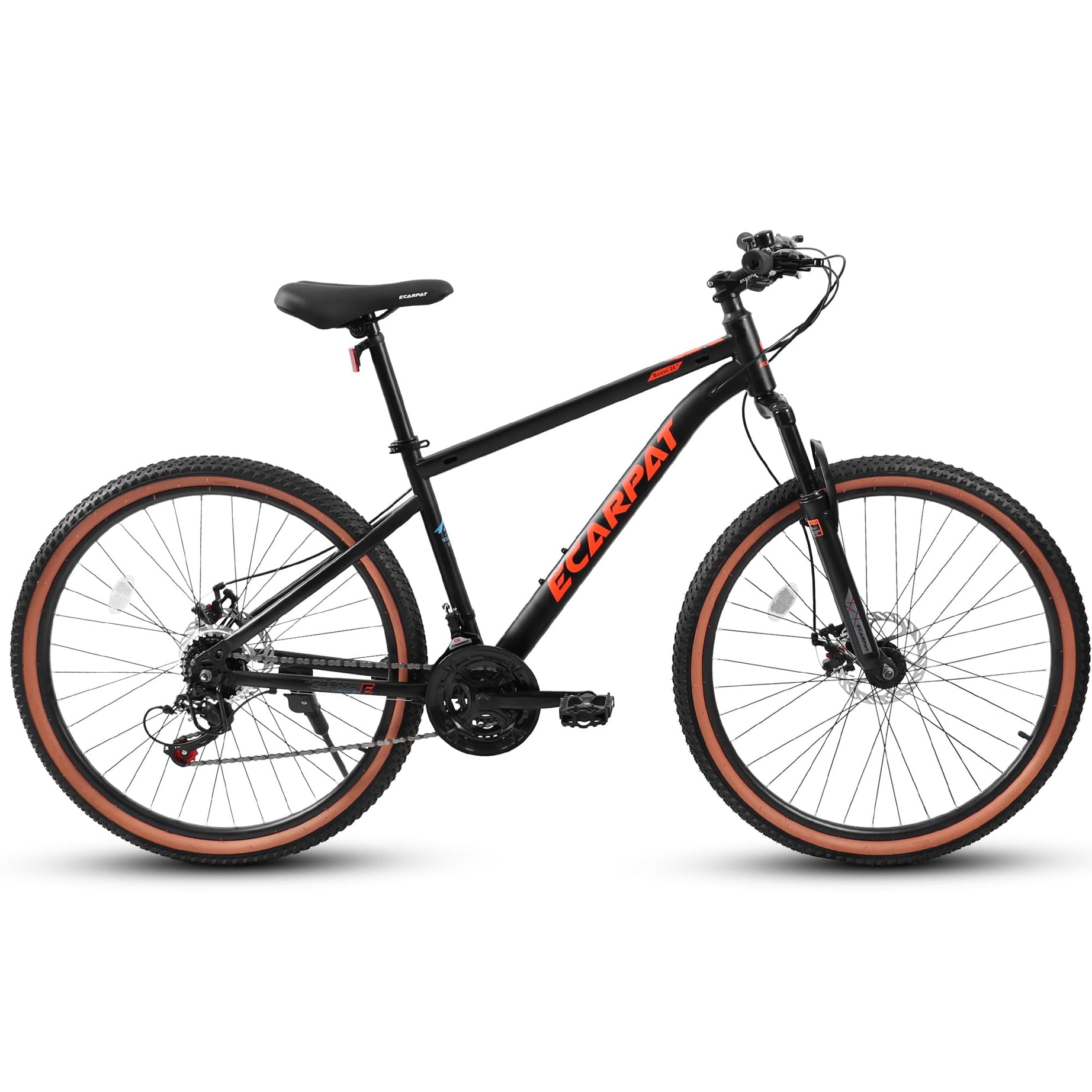 Ecarpat Mountain Bike 24 Inch Wheels, 21-Speed Mens Womens Trail Commuter City Mountain Bike, Carbon steel Frame Disc Brakes Thumb Shifter Front Fork Bicycles--1