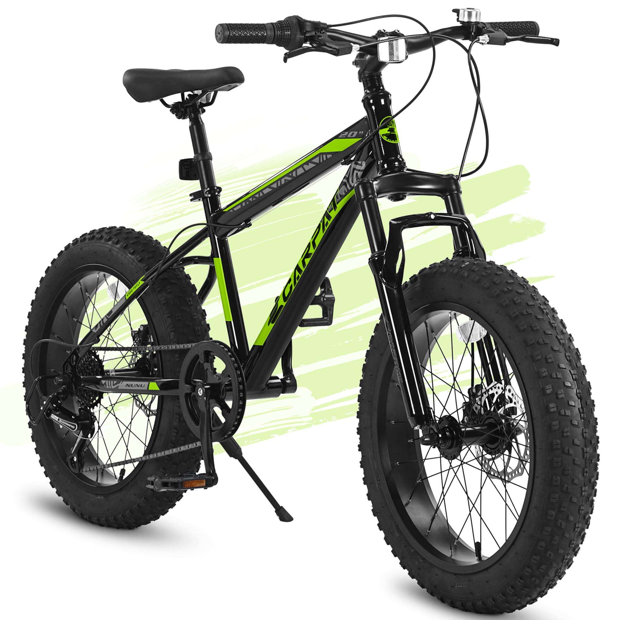 Ecarpat Kids Bike 20 Inch Wheels, 4" Wide Fat Tire Snow Mountain Bike Ages 8-12 Year Old, Steel Frame, 7 Speed Teenager Children Kids' Bicycles--1