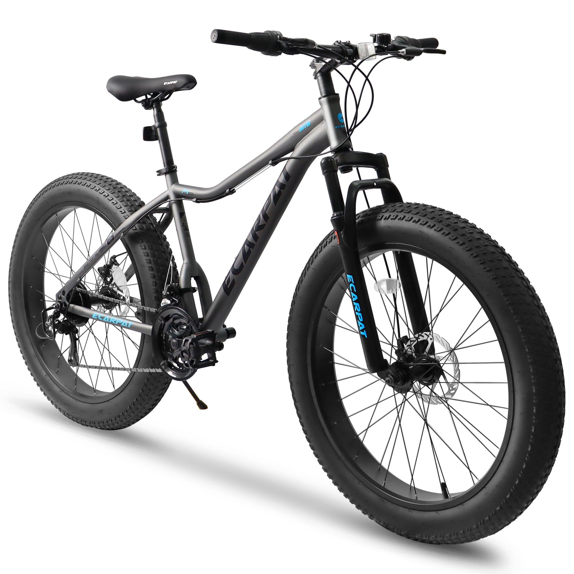 Ecarpat 26 Inch Fat Tires Mountain Bike, 4-Inch Wide Wheel, 21-Speed Disc Brakes, Mens Womens Trail Beach Snow Commuter City Mountain Bike, Carbon Steel Frame Front Fork Bicycles--1