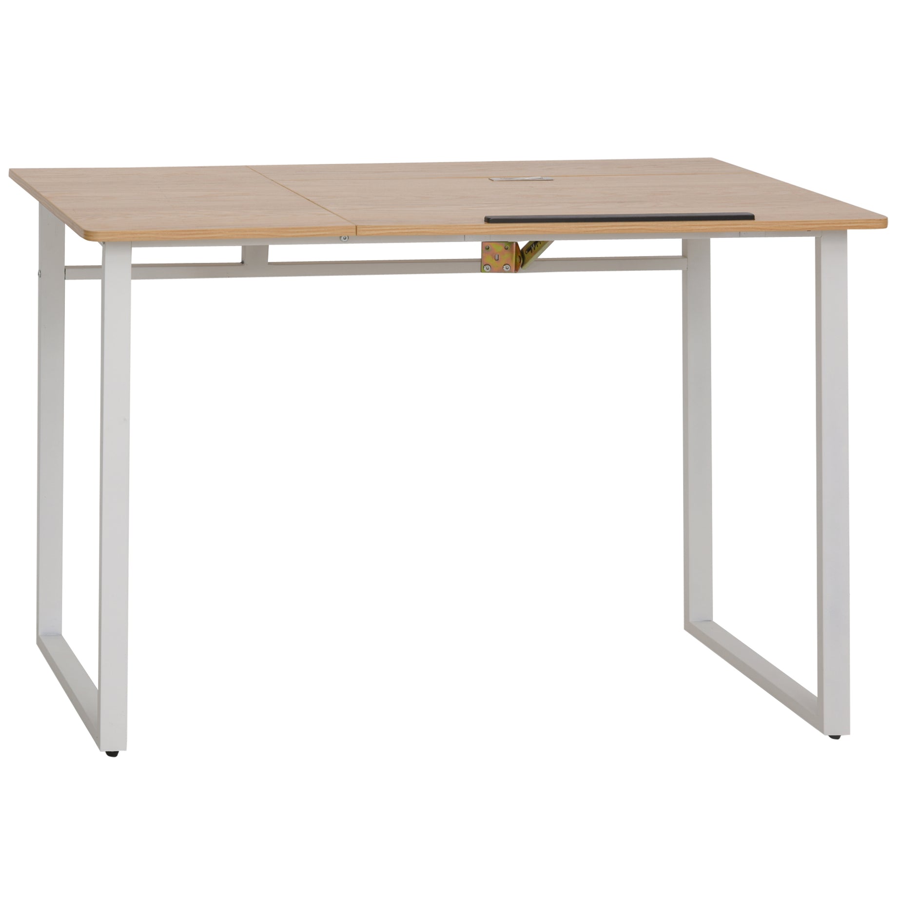 HOMCOM Modern Drafting Drawing Table with Adjustable Tiltable Tabletop, Writing Office Desk Artist Workstation, Oak--1