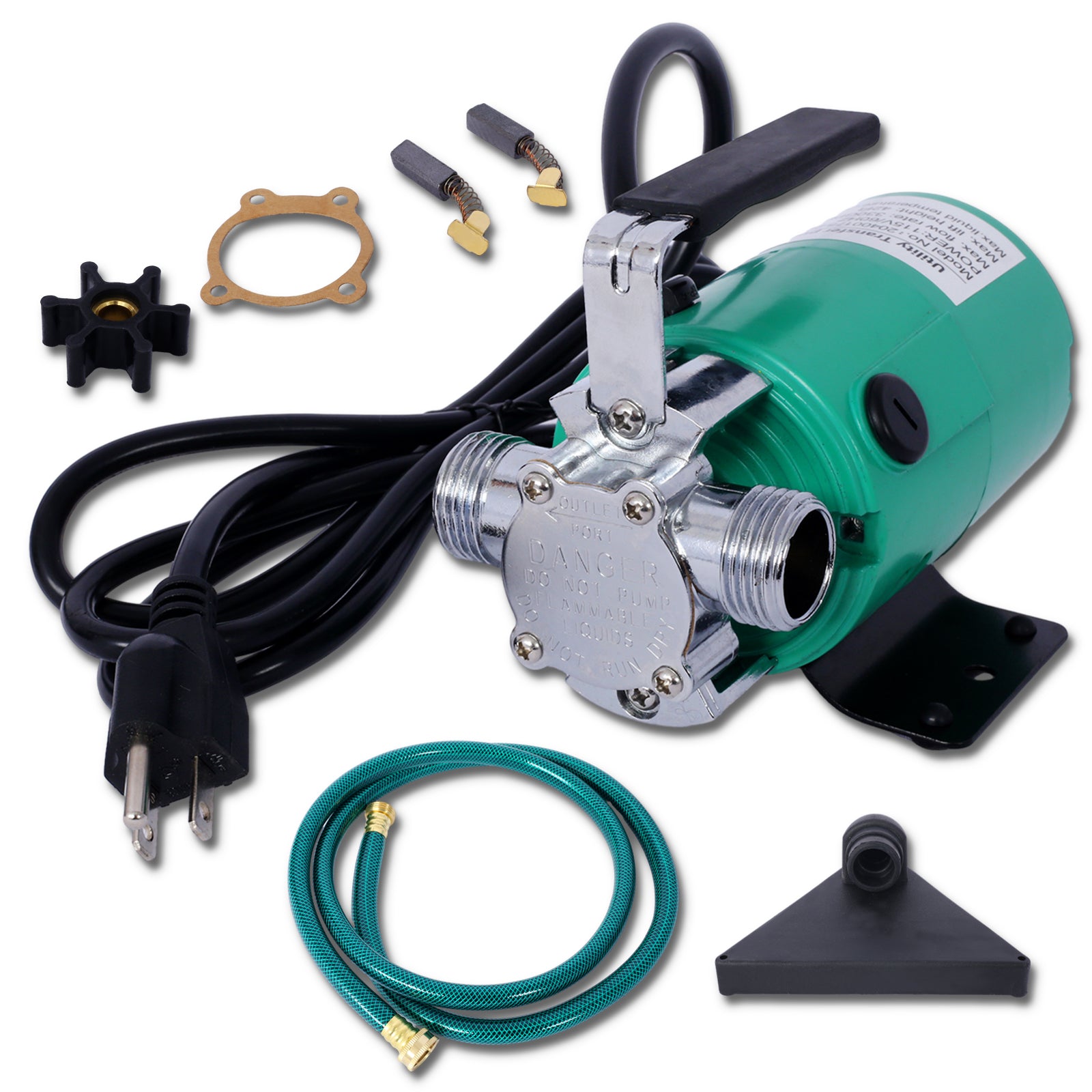 Water Transfer Pump, 115V 330 Gallon Per Hour - Portable Electric Utility Pump with 6' Water Hose Kit - To Remove Water From Garden, Hot Tub, Rain Barrel, Pool, Ponds, Aquariums, and More--1