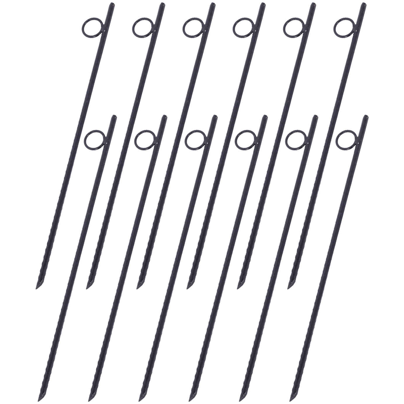 Rebar stake with loop 12pcs Grip Rebar 3/8x 18 Inch Steel Durable Heavy Duty Tent Canopy Ground Stakes with Angled Ends and 1 Inch Loops for Campsites and Canopies--1