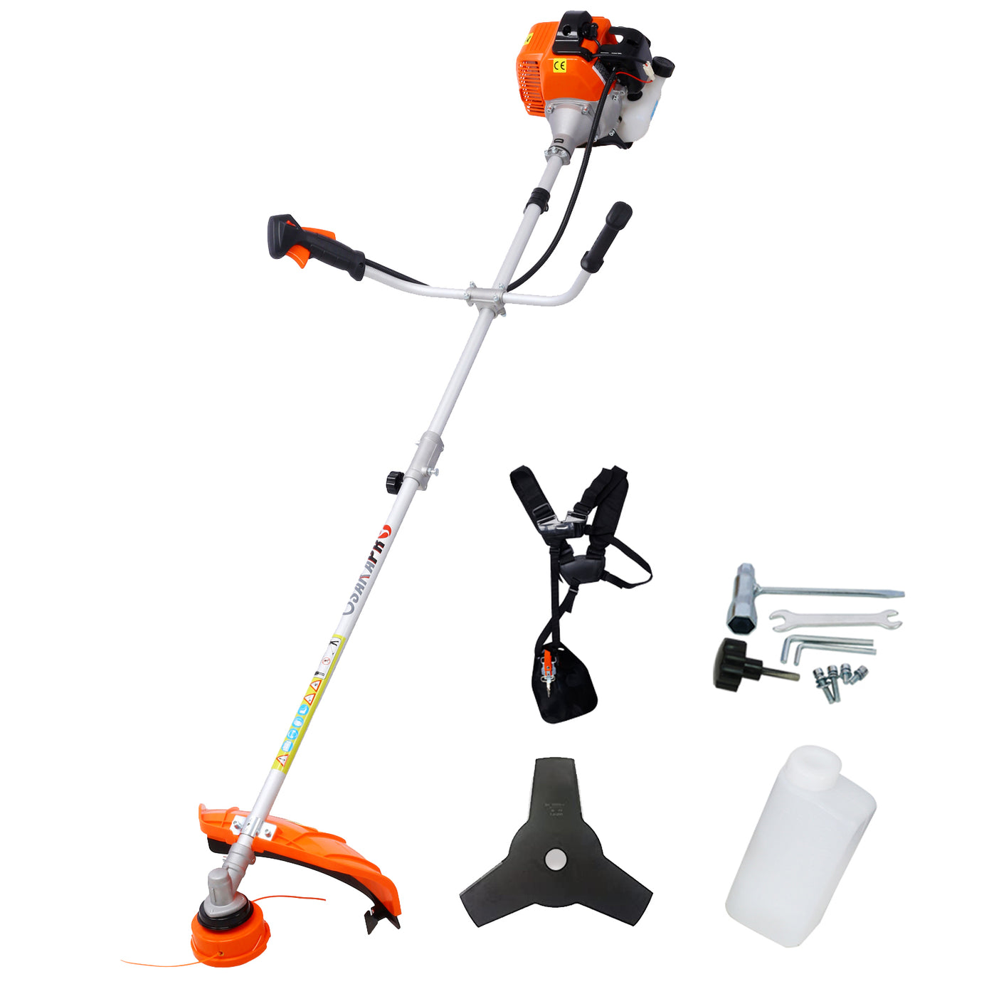 52cc Weed Eater/Wacker Gas Powered, 2 in 1 String Trimme,with 10'' Brush Cutter,Rubber Handle & Shoulder Strap Included--1