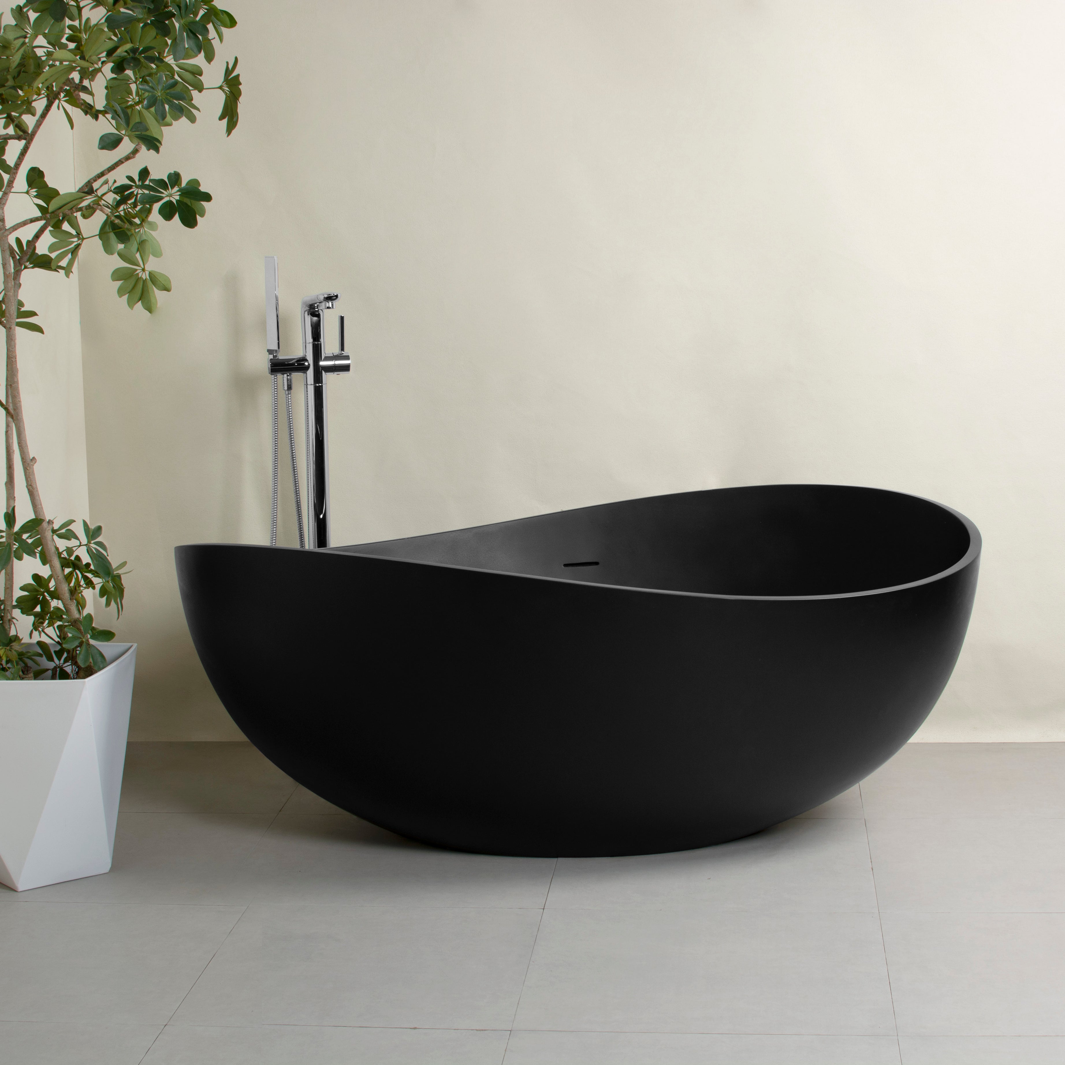 63 inch freestanding solid surface soaking bathtub for bathroom--1