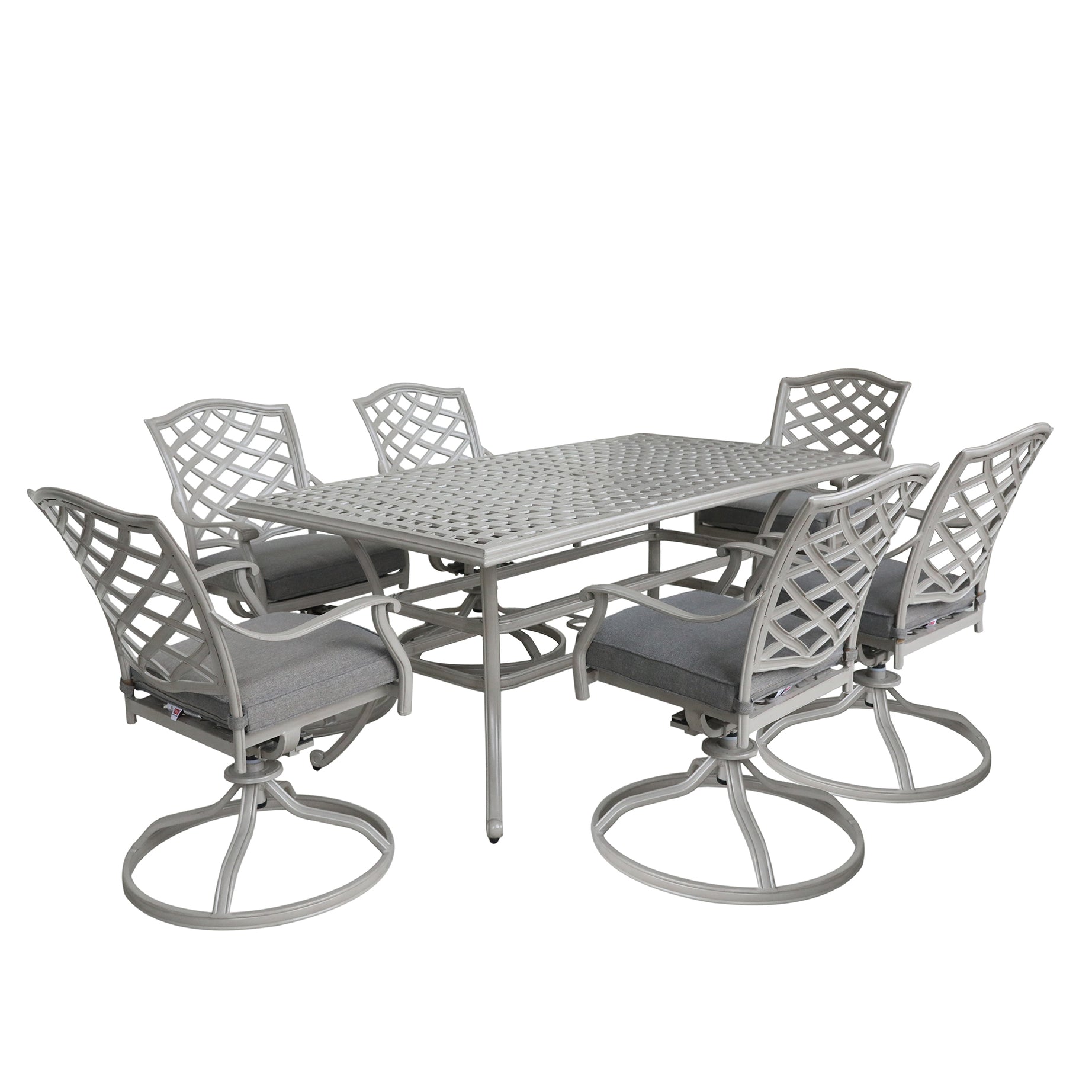 Modern Outdoor 7-Piece Aluminum Dining Set, Basalt--1