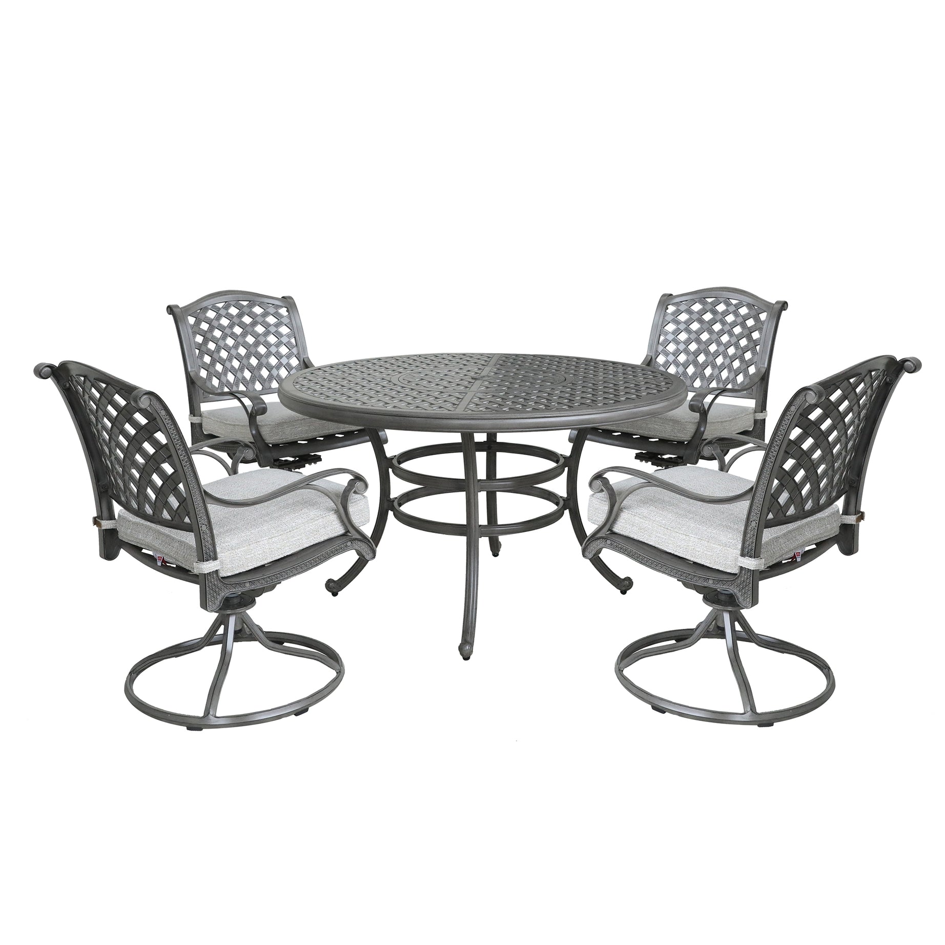 Outdoor 5-Piece Aluminum Dining Set with Cushion, Golden Gauze--1